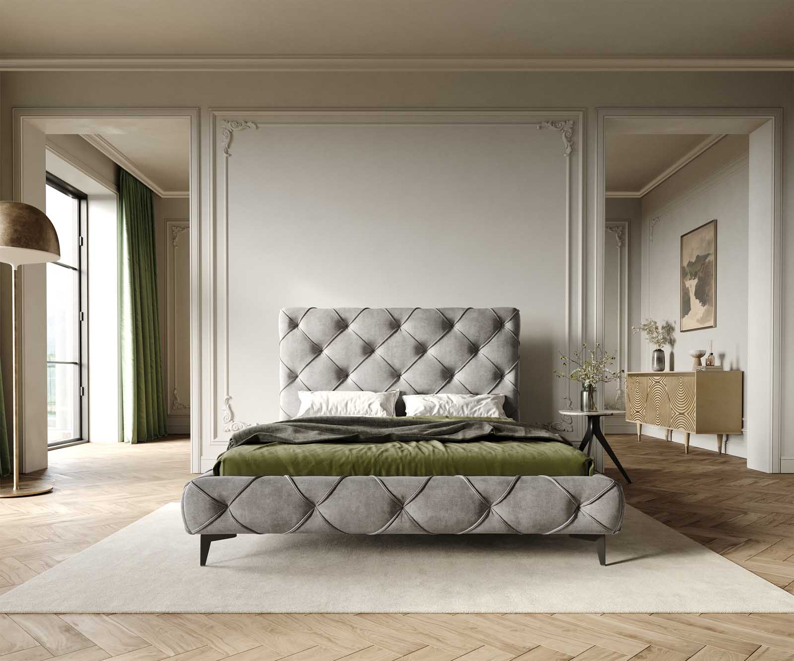 Sommier-rembourré Nayara 140x200 cm microfibre grise 2 Sommier-rembourré Nayara 140x200 cm microfibre grise 2