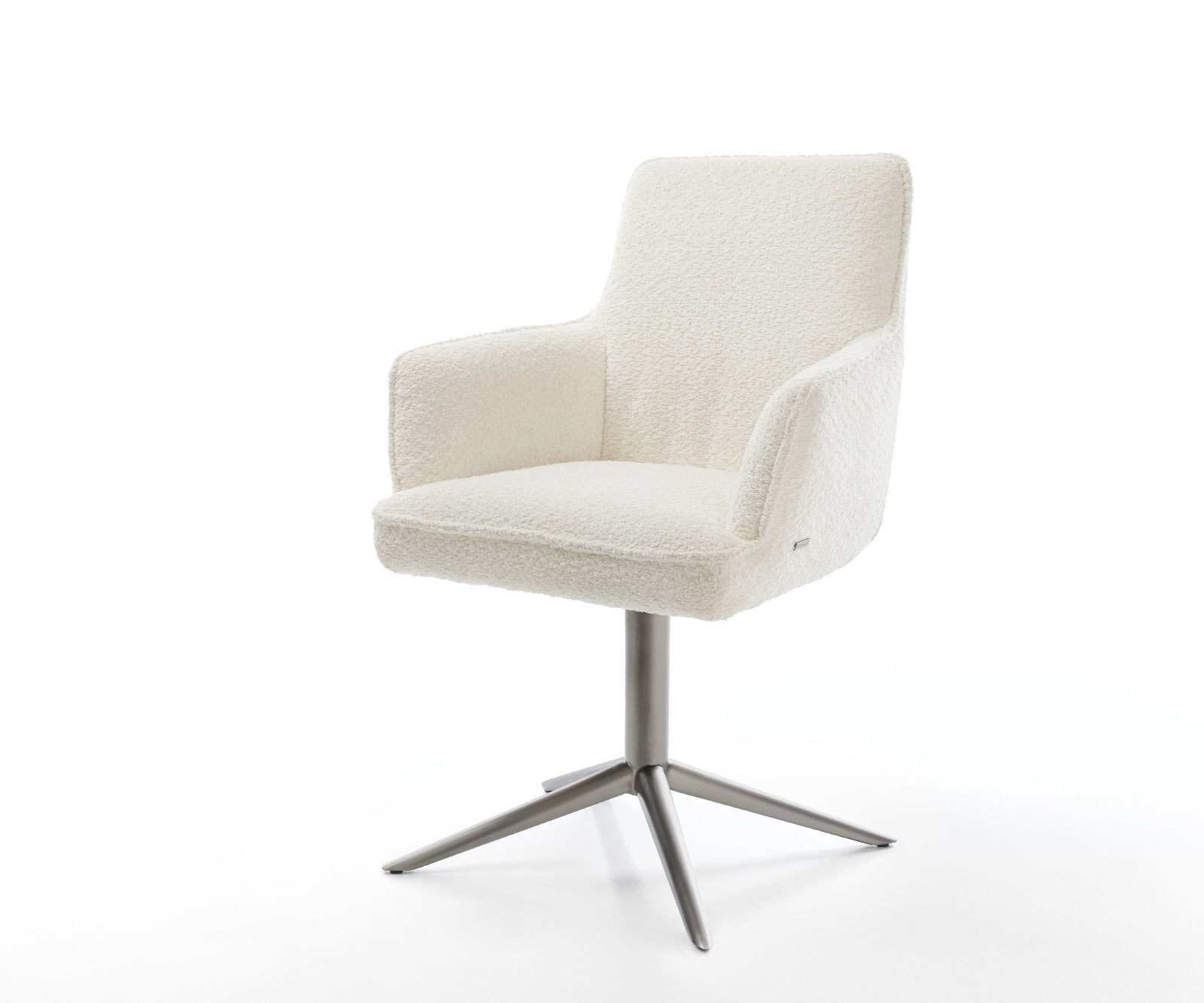 Chaise-pivotante Heira-Flex mit Armlehnen bouclé blanc pied de chaise 4 branches grafiete pivotement sur 360° fonction bascule ressorts ensachés 1