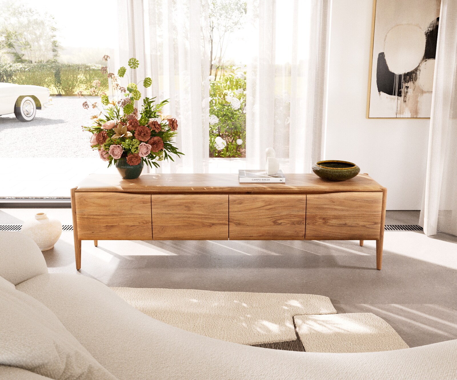 Meuble-TV Simcha 200 cm acacia naturel 4 portes 1