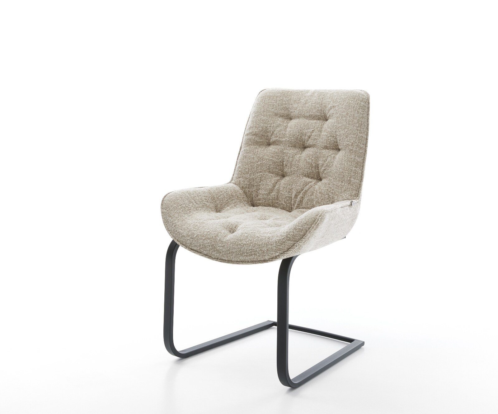 Cantilever Taimi-Flex tissu tissé doux beige pied cantilever plat noir 1