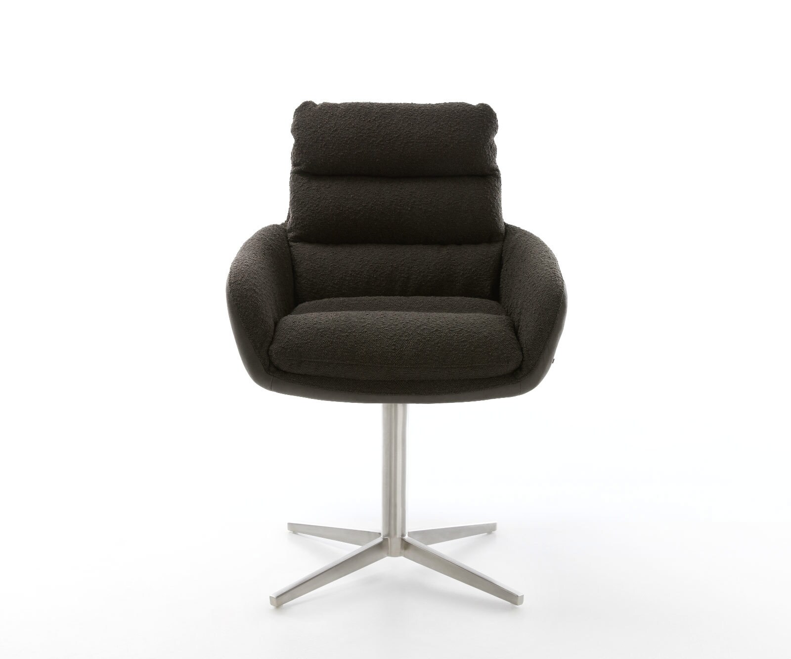 Chaise-pivotante Abelia-Flex avec accoudoirs tissu mixte noir pied de chaise 4 branches acier inoxydable brossé pivotement sur 360° 1 Chaise-pivotante Abelia-Flex avec accoudoirs tissu mixte noir pied de chaise 4 branches acier inoxydable brossé pivotement sur 360° 1