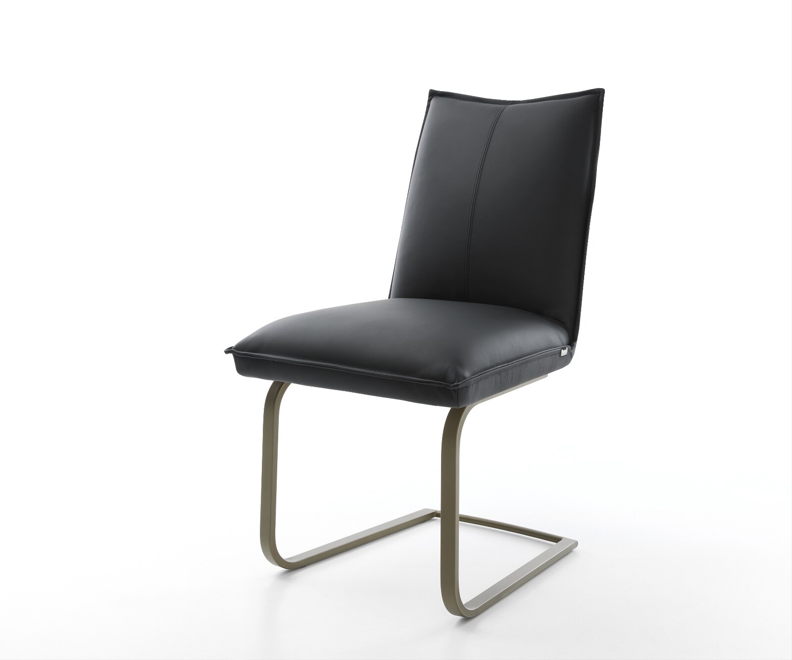 Cantilever Lelio-Flex cuir de vache noir pied cantilever plat aspect titane ressorts ensachés 1
