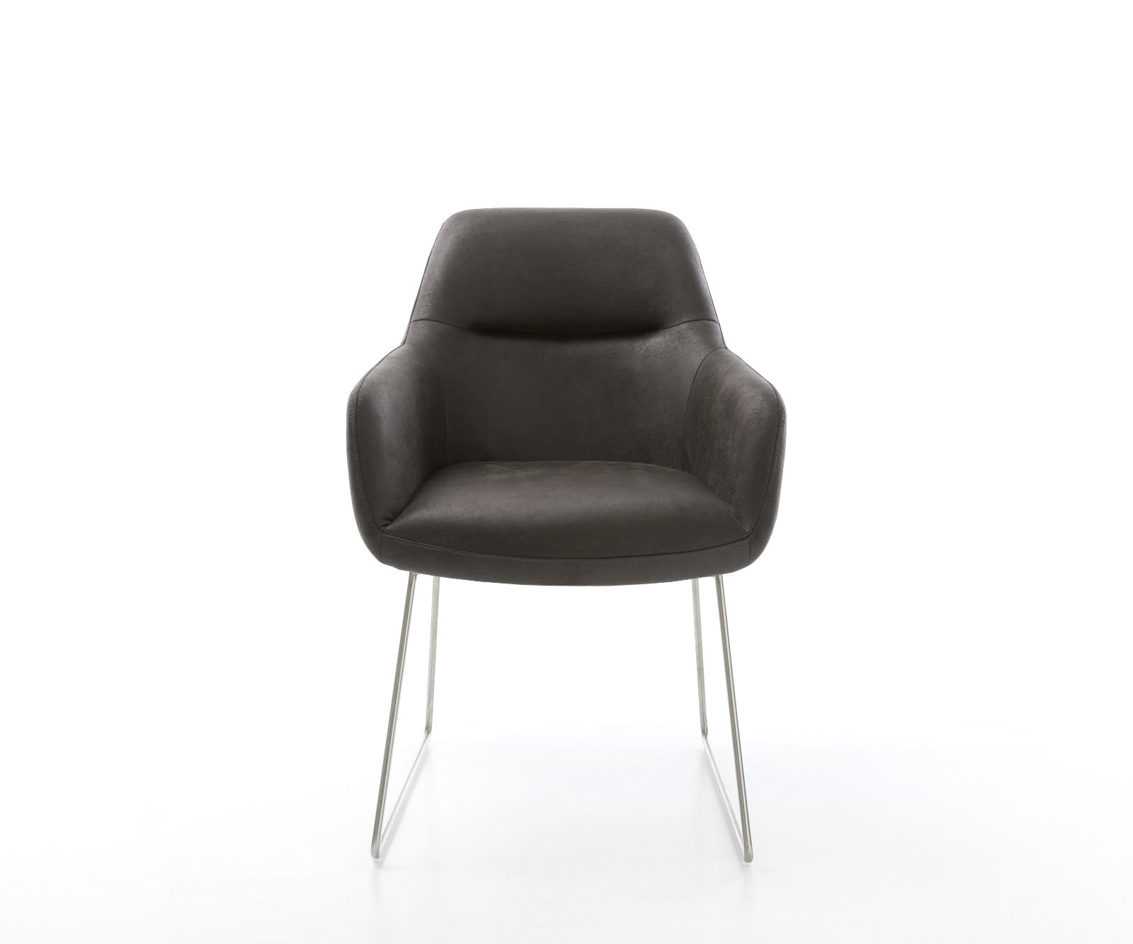 Chaise-de-salle-à-manger Pejo-Flex microvelours anthracite vintage pied trapèze acier inoxydable brossé ressorts ensachés 1 Chaise-de-salle-à-manger Pejo-Flex microvelours anthracite vintage pied trapèze acier inoxydable brossé ressorts ensachés 1