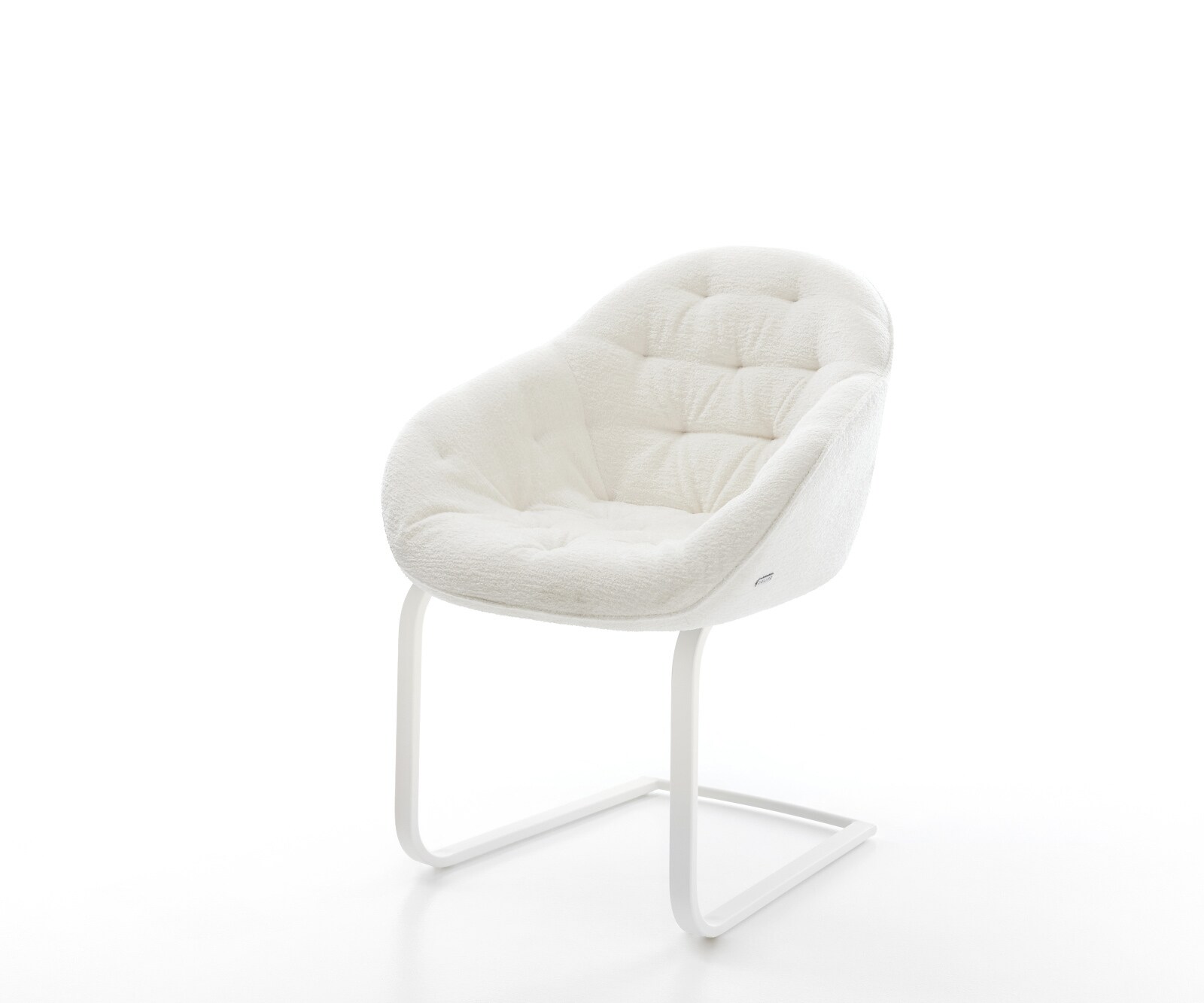 Cantilever Gaio-Flex bouclé doux beige pied cantilever plat blanc