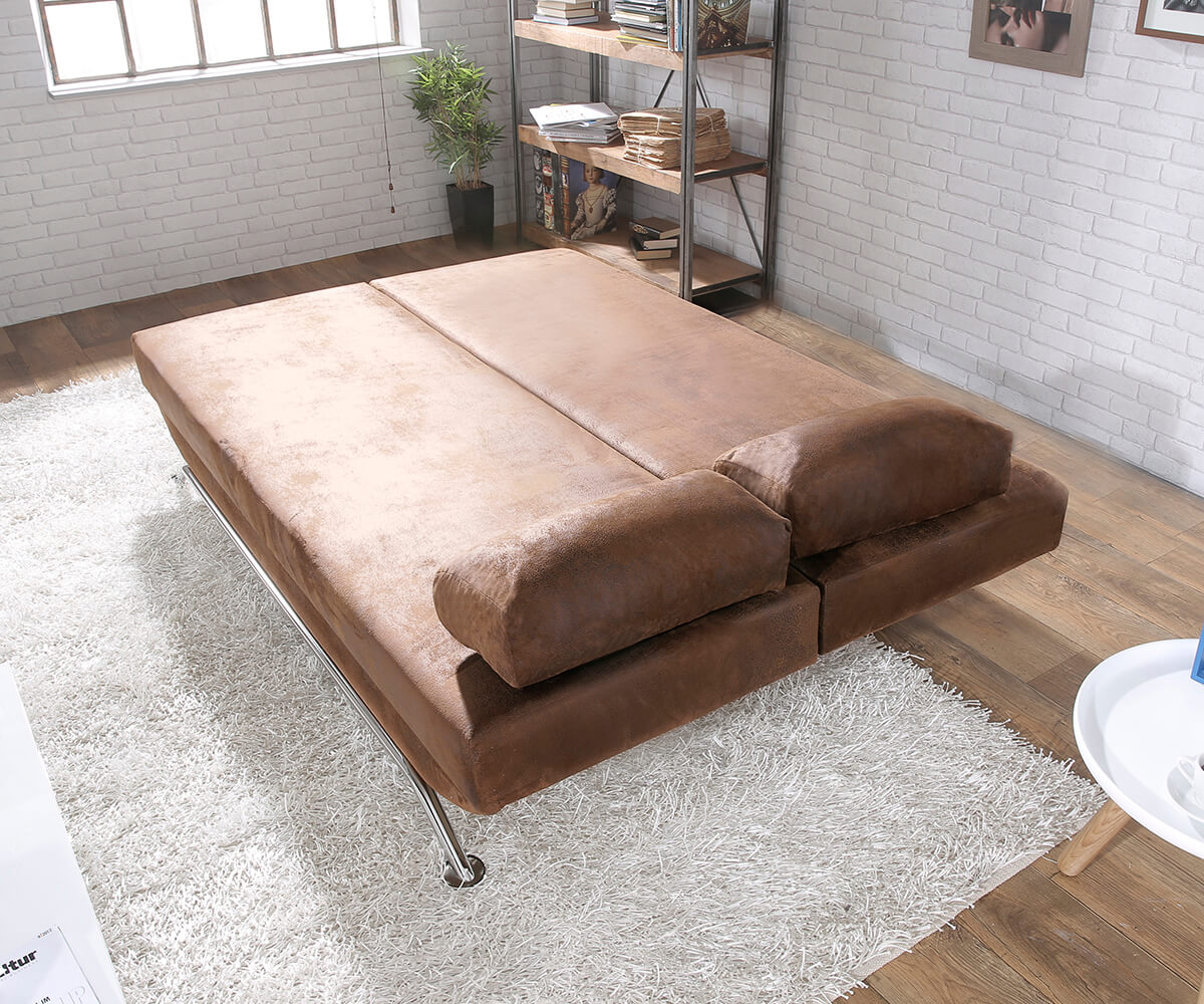 Canapé-lit Cady 200x90 cm marron aspect antique compartiment de lit 5