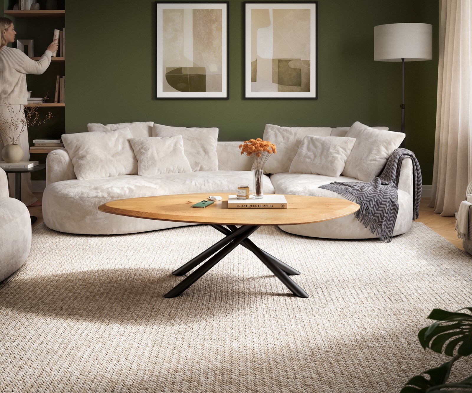 Table basse Edge Organique 140x76 cm Chêne naturel Flow-Edge Sarity Métal Noir 2