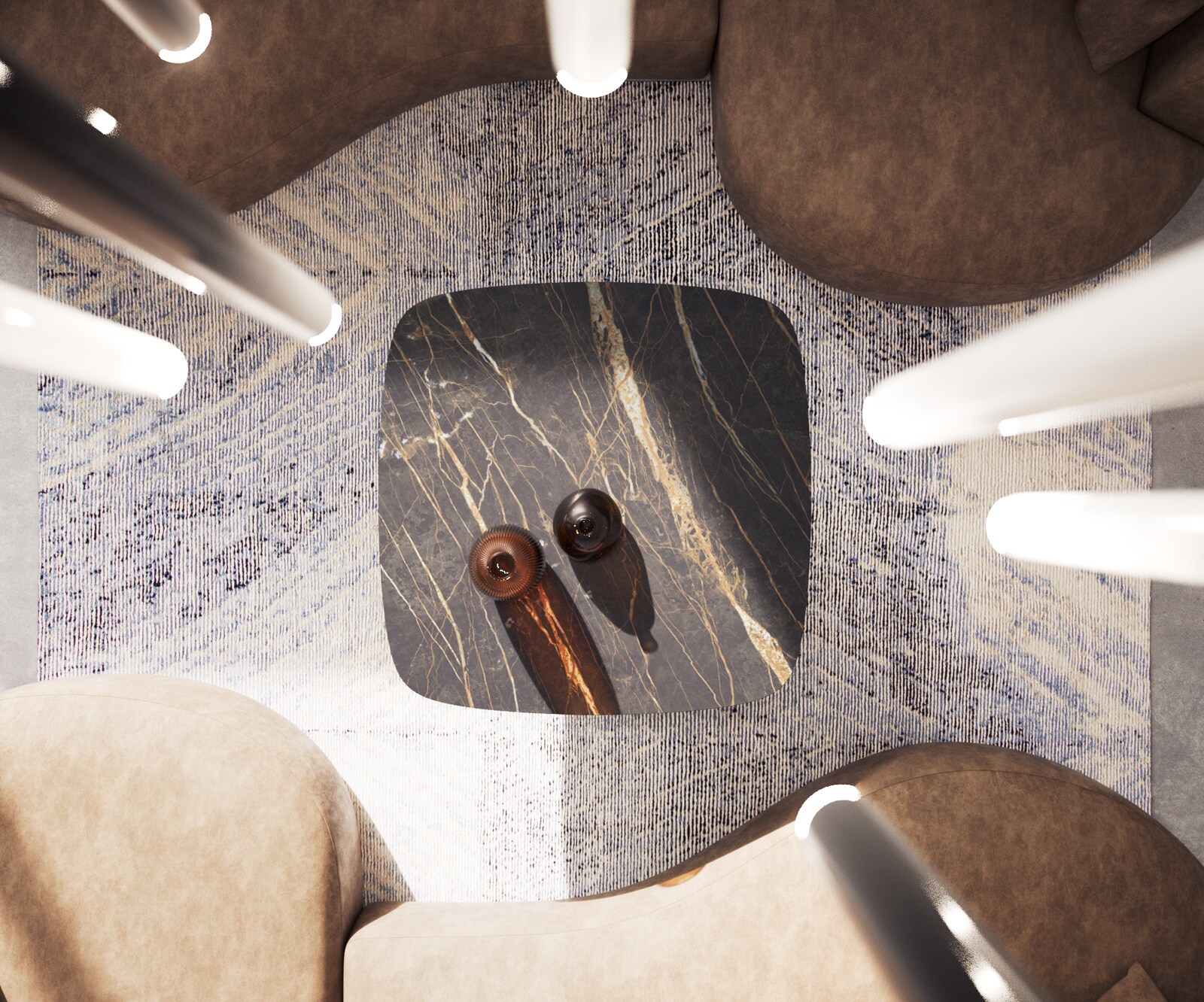 Table basse Edge Boot 90x90 cm céramique Laminam® Noir Desir brun Conis métal noir 6