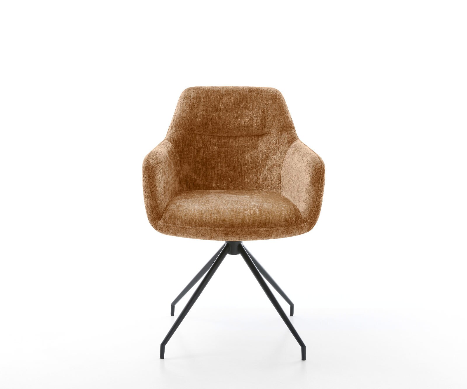 Chaise-pivotante Pejo-Flex chenille rouille pied croisé conique noir pivotement sur 180° ressorts ensachés 1