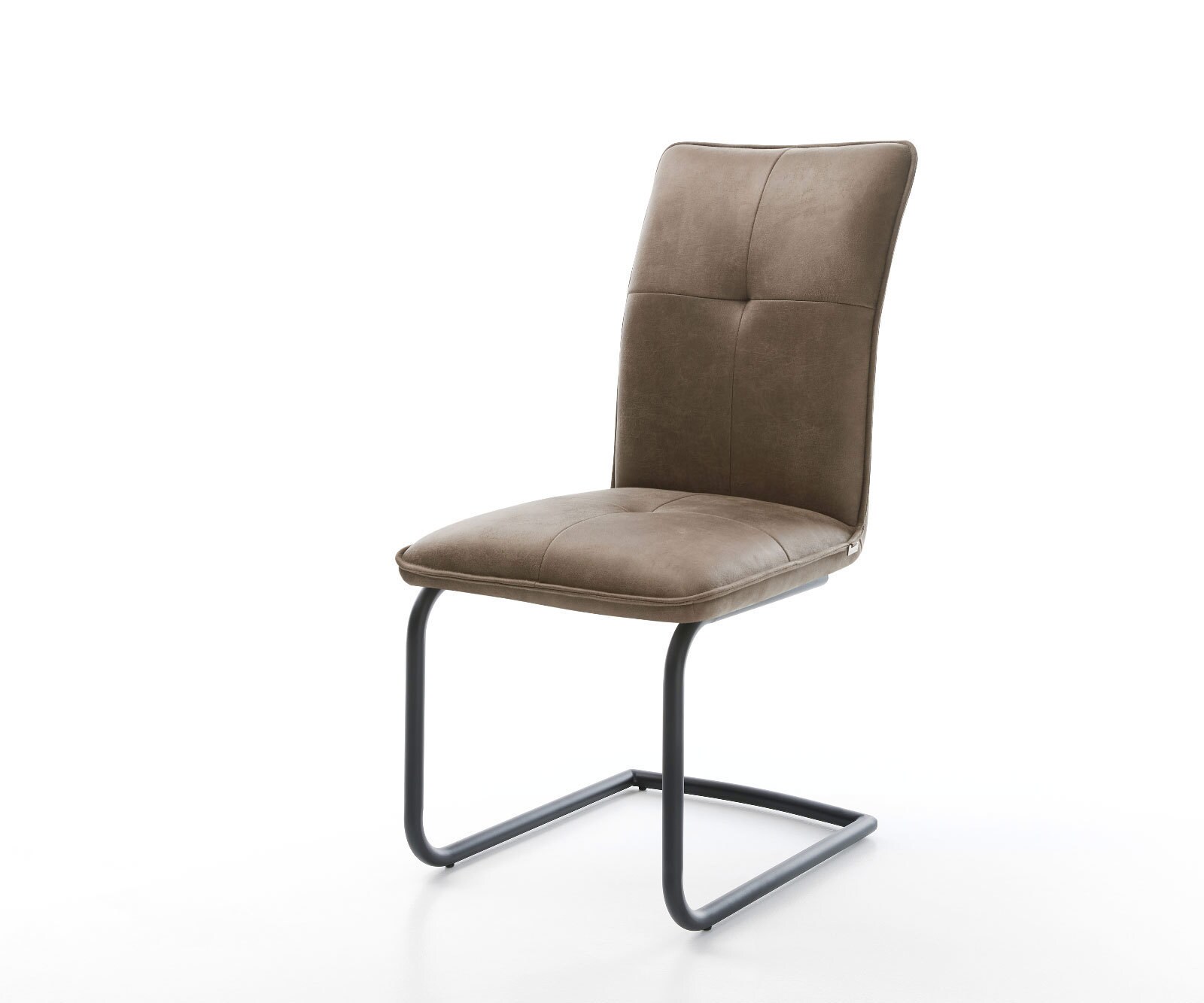 Cantilever Maddy-Flex microvelours taupe vintage pied cantilever rond noir
