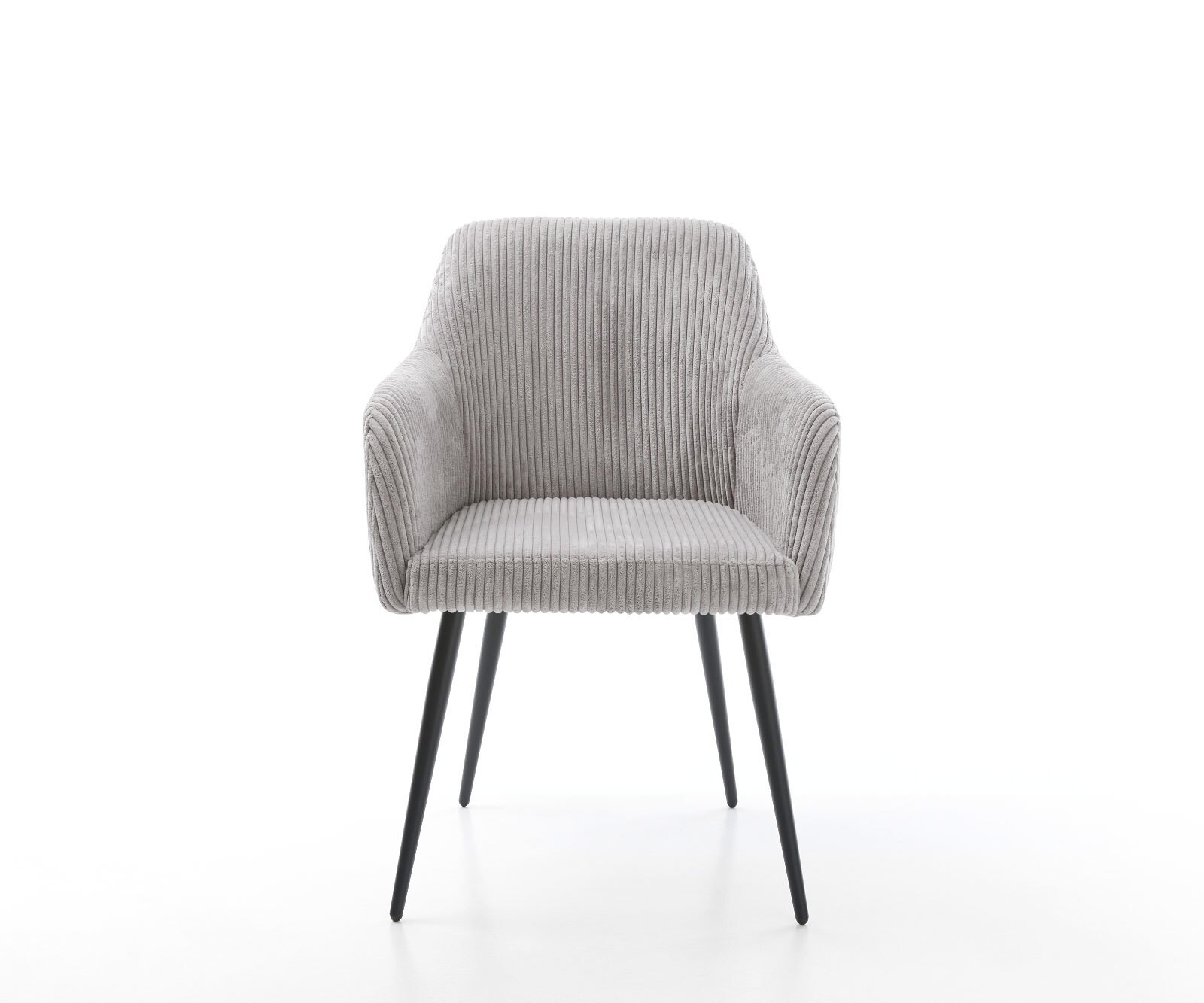 Chaise-de-salle-à-manger Greg-Flex côtelé gris argenté 4 pieds coniques noir ressorts ensachés 1 Chaise-de-salle-à-manger Greg-Flex côtelé gris argenté 4 pieds coniques noir ressorts ensachés 1