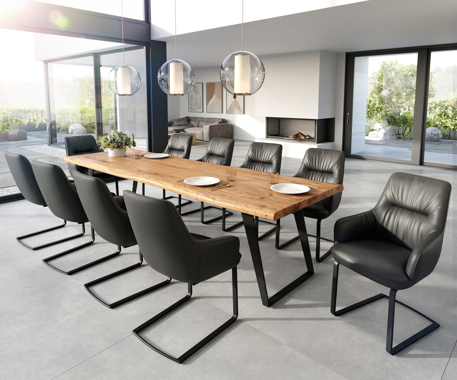 Cantilever Zelia-Flex avec accoudoirs cuir de vache noir pied cantilever plat noir ressorts ensachés 3 Cantilever Zelia-Flex avec accoudoirs cuir de vache noir pied cantilever plat noir ressorts ensachés 3