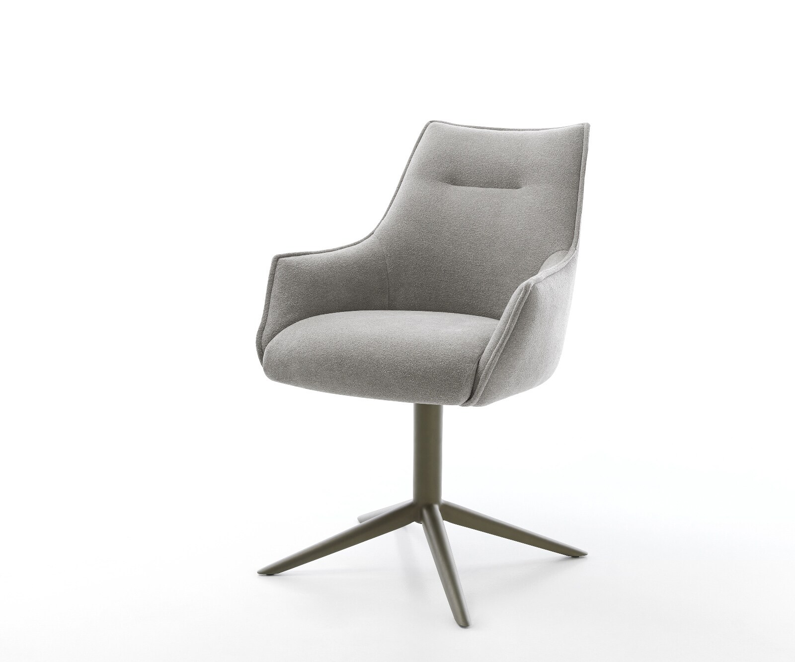 Chaise-pivotante Alja-Flex avec accoudoirs tissu structuré doux gris pied de chaise 4 branches aspect titane pivotement sur 360° fonction bascule resorts ensachés 1