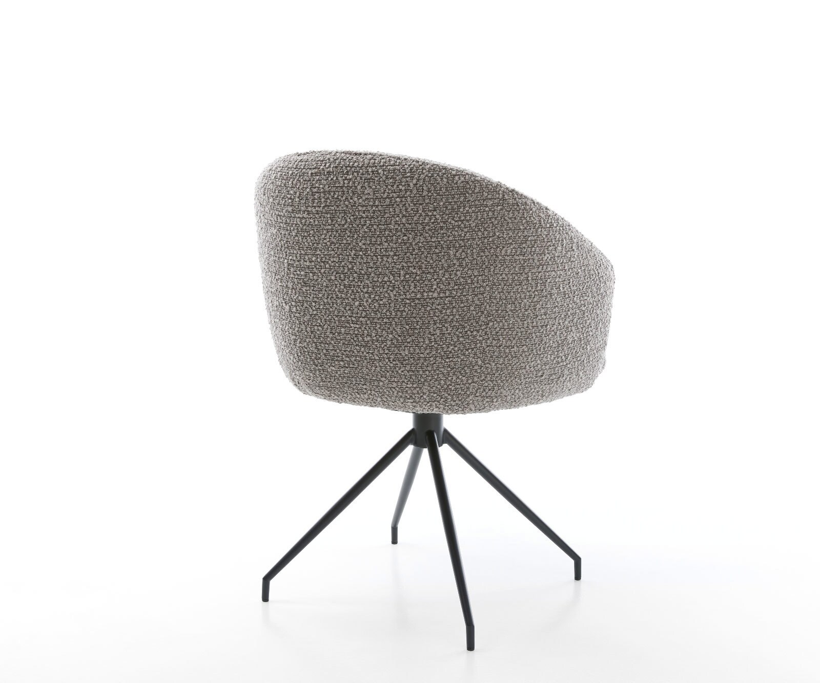 Chaise-pivotante Caja-Flex avec accoudoirs bouclé gris argenté pied croisé conique noir pivotement sur 180° ressorts ensachés 4