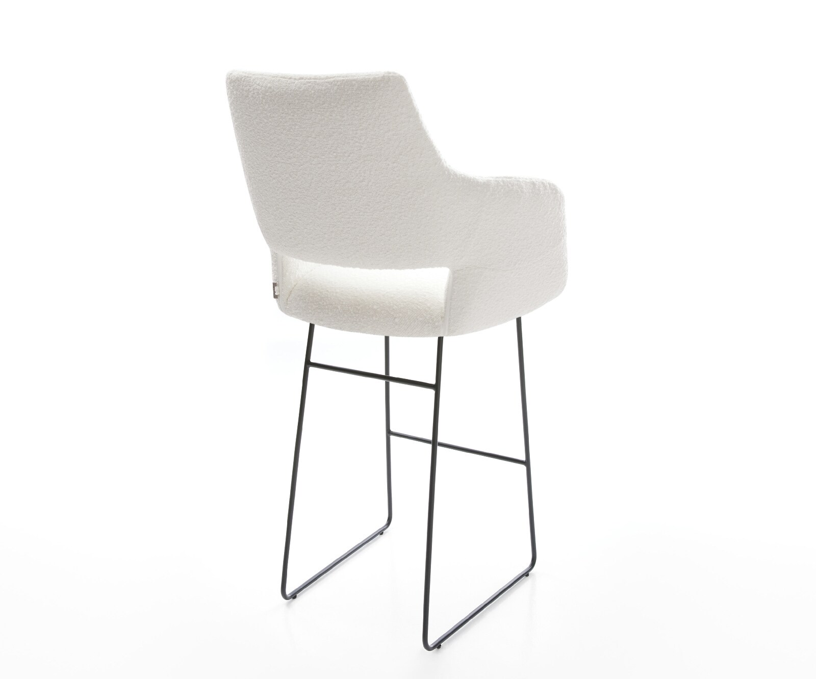 Chaise-de-bar Yago-Flex Bouclé Crème-blanc Pied trapèze noir Noir Ressort ensaché 5