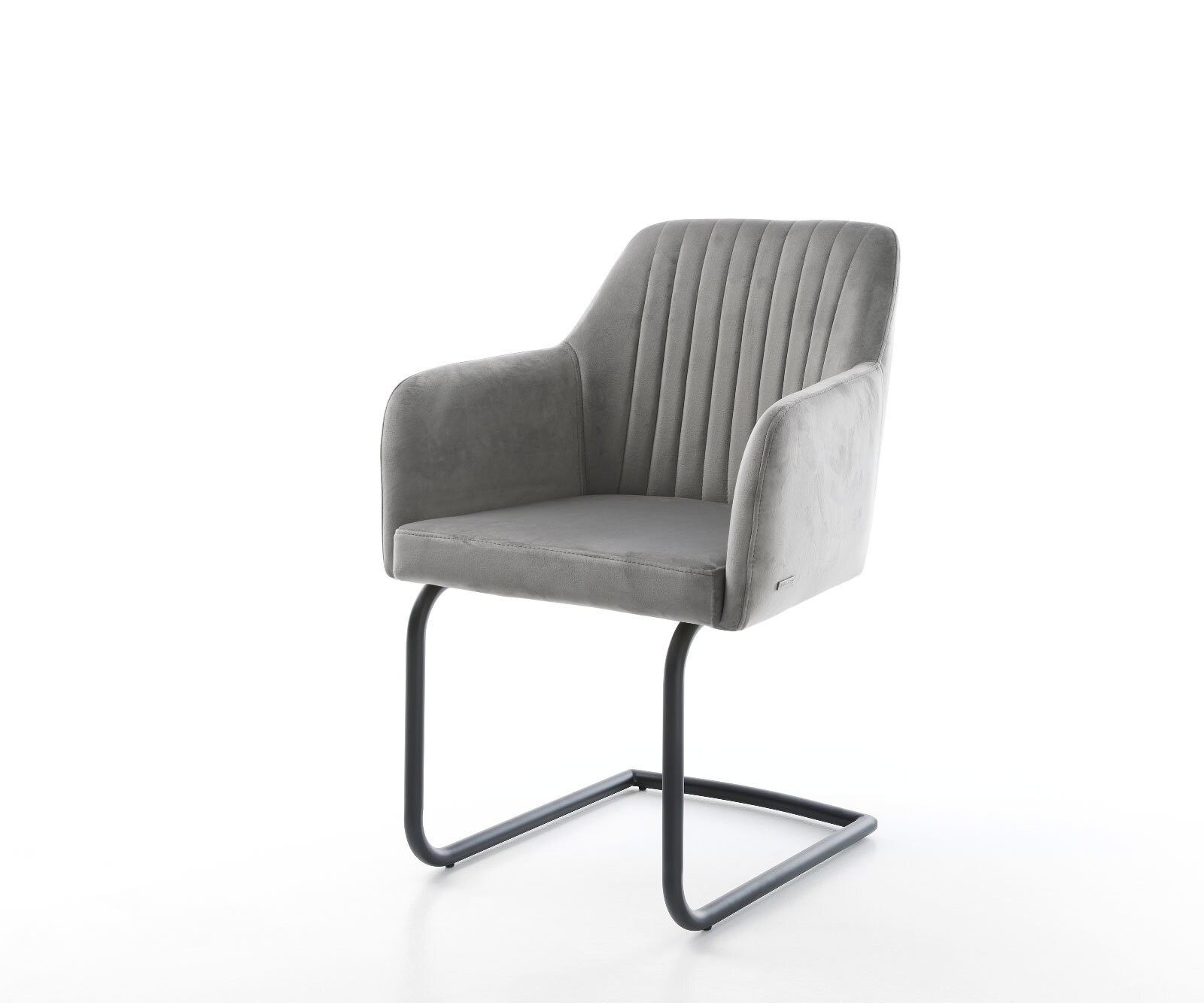Cantilever Greg-Flex velours gris pied cantilever rond noir ressorts ensachés