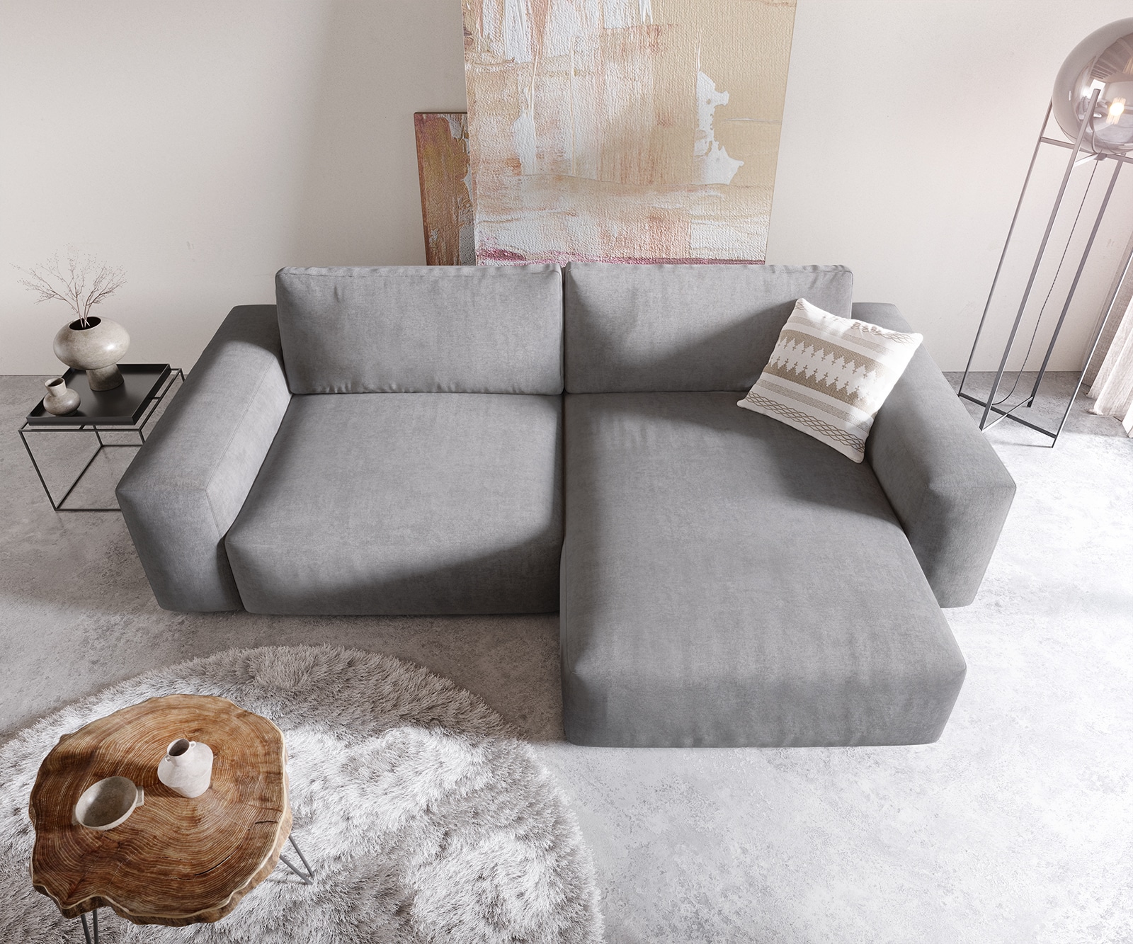 Canapé d'angle Lanzo XL 270x180 cm Microfibre Gris Recamière variable 3 Canapé d'angle Lanzo XL 270x180 cm Microfibre Gris Recamière variable 3