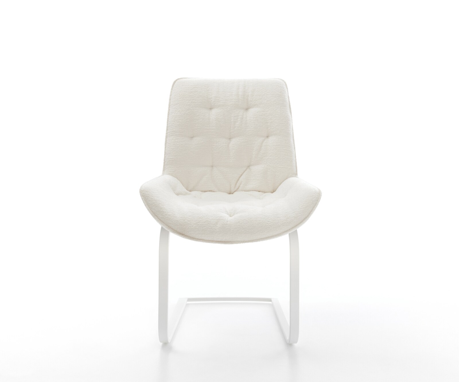 Cantilever Taimi-Flex bouclé doux beige pied cantilever plat blanc 2