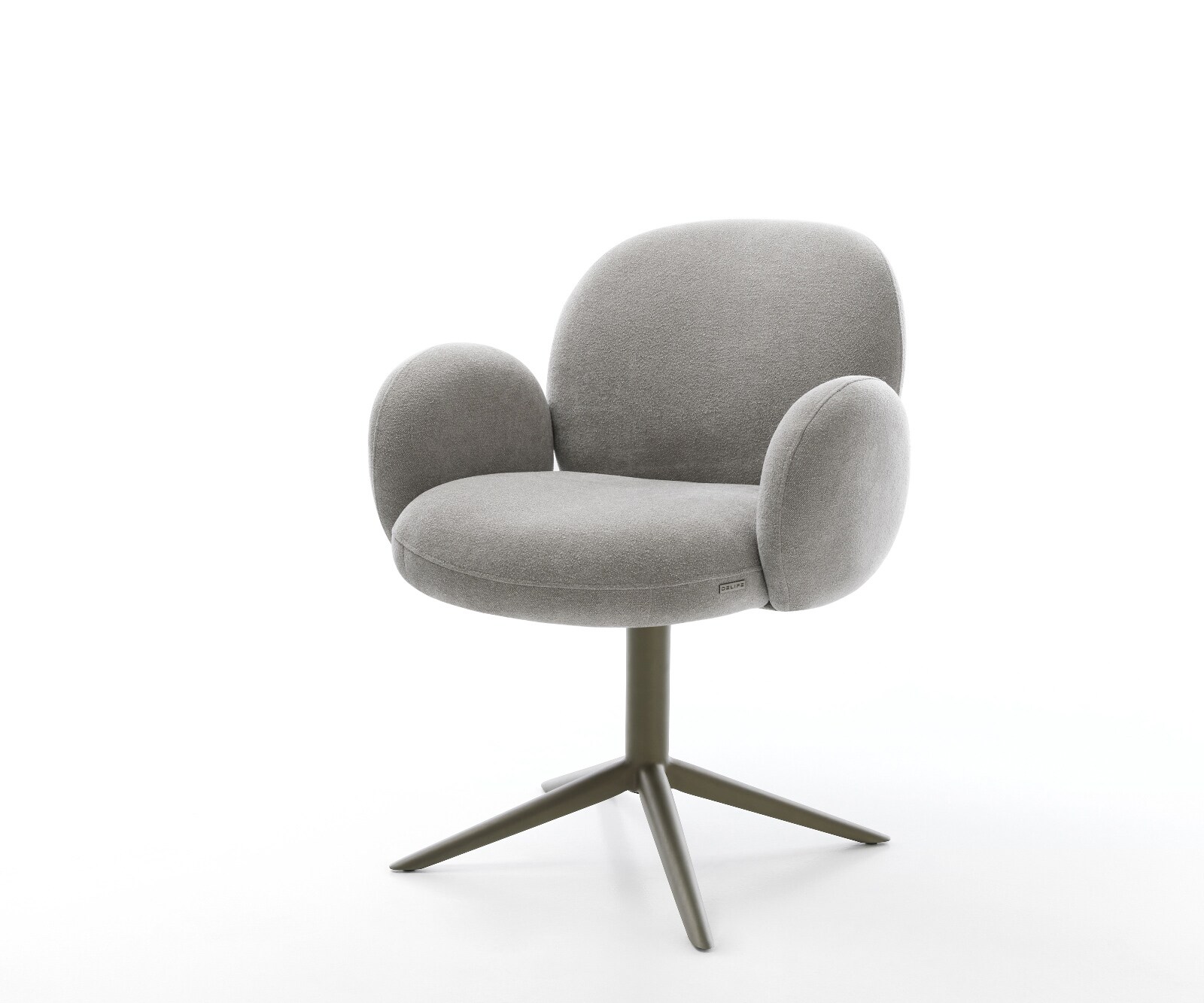 Chaise-pivotante Nube-Flex avec accoudoirs tissu structuré doux gris pied de chaise 4 branches aspect titane pivotement sur 360° fonction bascule resorts ensachés 1