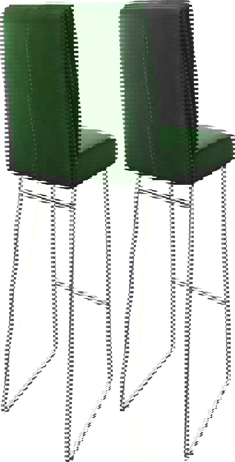 Chaise-de-bar Pela-Flex velours vert cadre de patins acier inoxydable 4