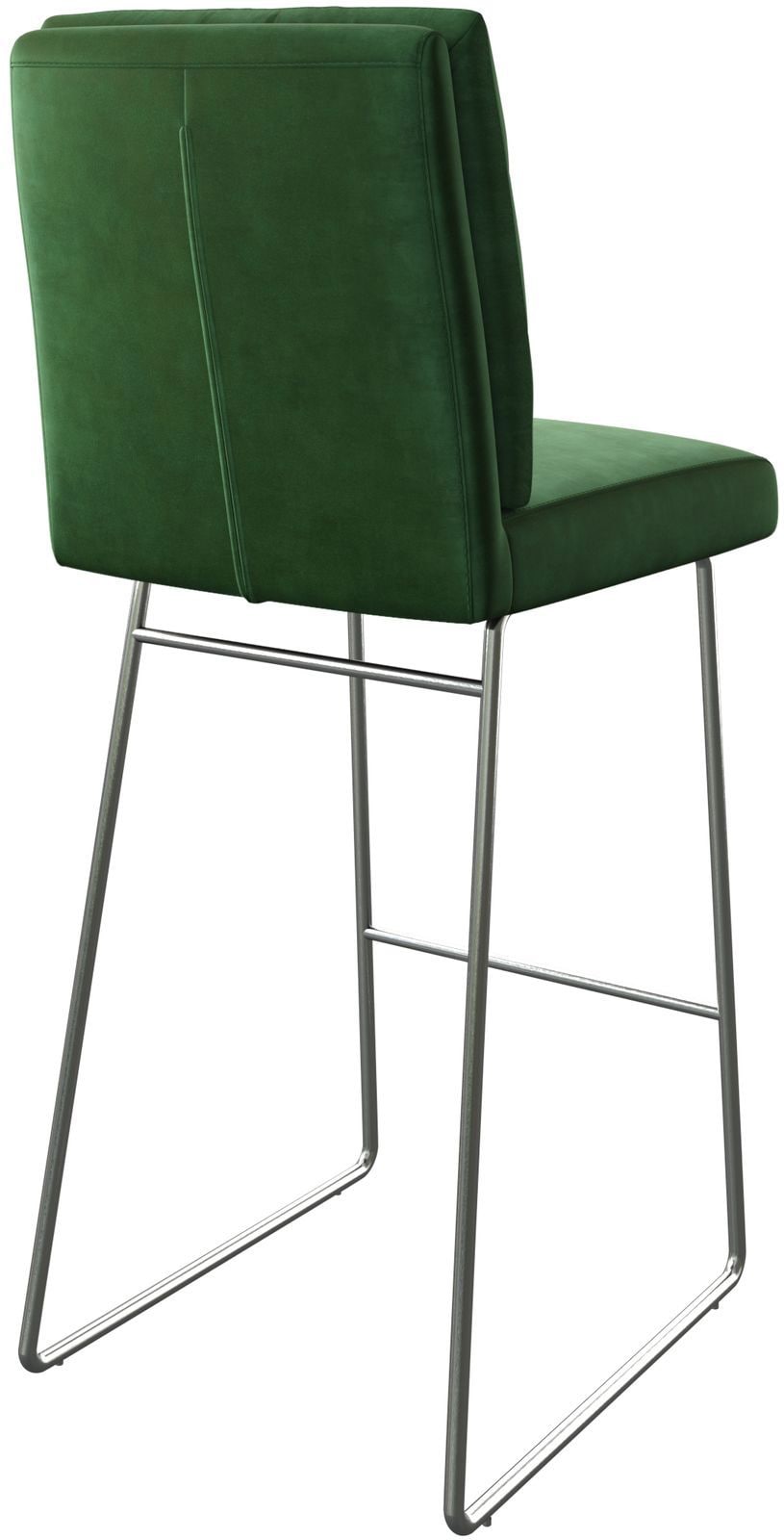 Chaise-de-bar Pela-Flex velours vert cadre de patins acier inoxydable 4 Chaise-de-bar Pela-Flex velours vert cadre de patins acier inoxydable 4