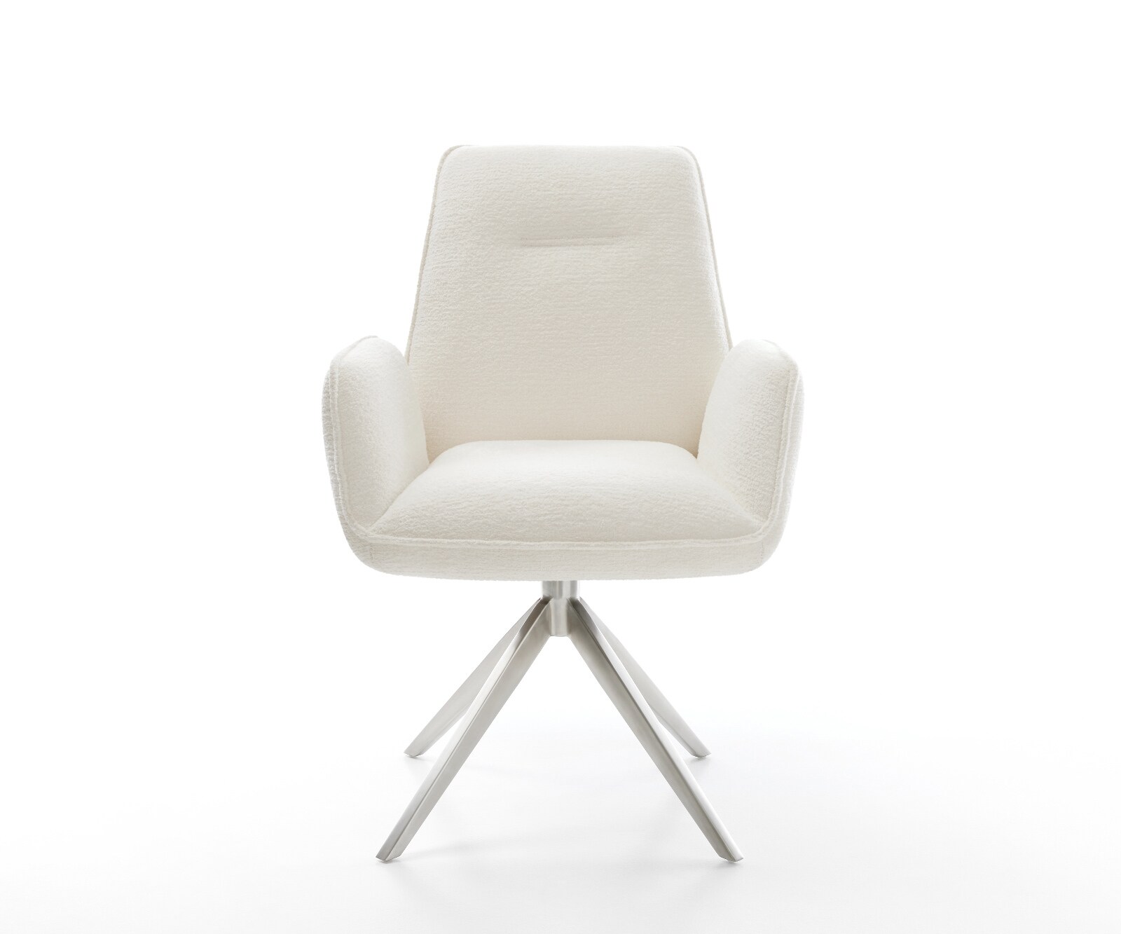 Chaise-pivotante Zoa-Flex bouclé doux beige pied croisé large acier inoxydable pivotement sur 360° fonction bascule ressorts ensachés 2