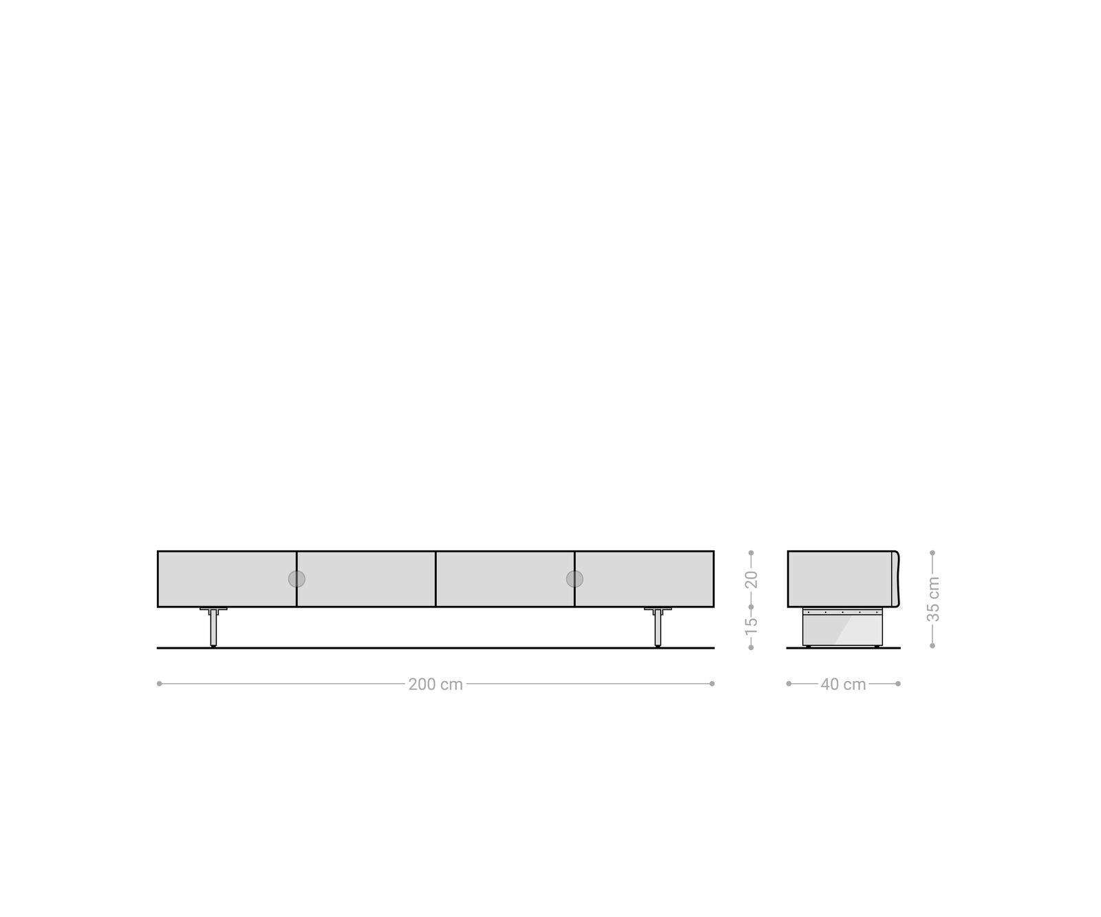 Meuble -TV New Live-Edge 200 cm chêne naturel 4 portes pied en verre 4