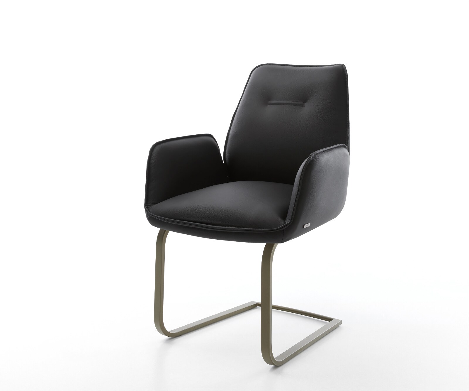 Cantilever Zoa-Flex cuir de vache noir pied cantilever plat aspect titane 1
