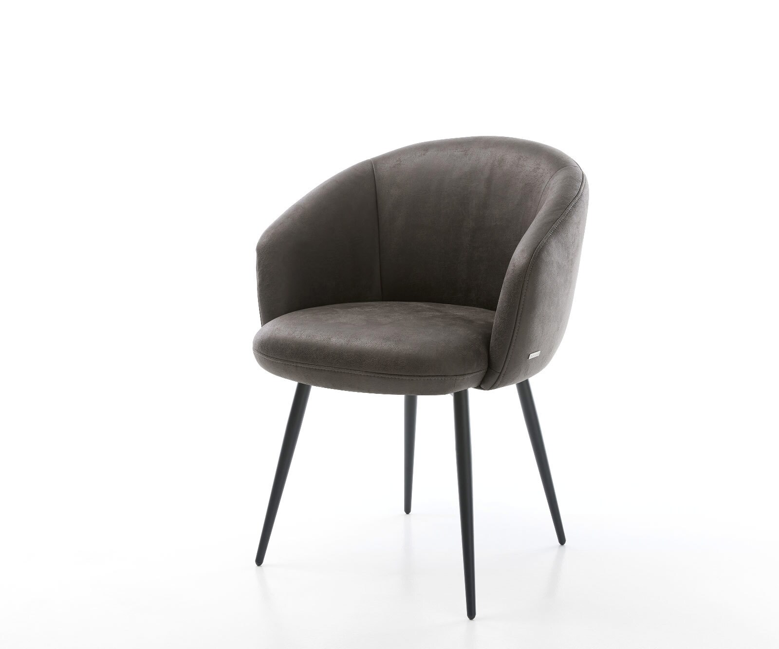 Chaise-de-salle-à-manger Caja-Flex avec accoudoirs microvelours anthracite vintage 4 pieds coniques noir ressorts ensachés