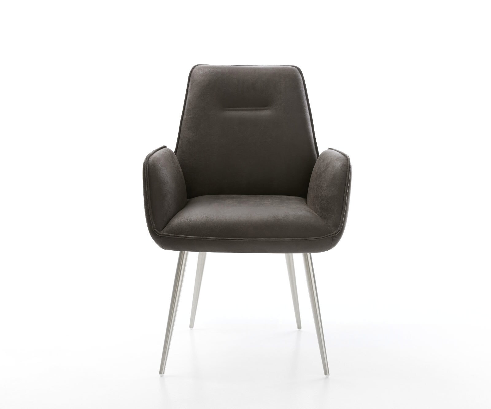 Chaise-de-salle-à-manger Zoa-Flex microvelours anthracite vintage 4 pieds coniques acier inoxydable brossé ressorts ensachés 1 Chaise-de-salle-à-manger Zoa-Flex microvelours anthracite vintage 4 pieds coniques acier inoxydable brossé ressorts ensachés 1