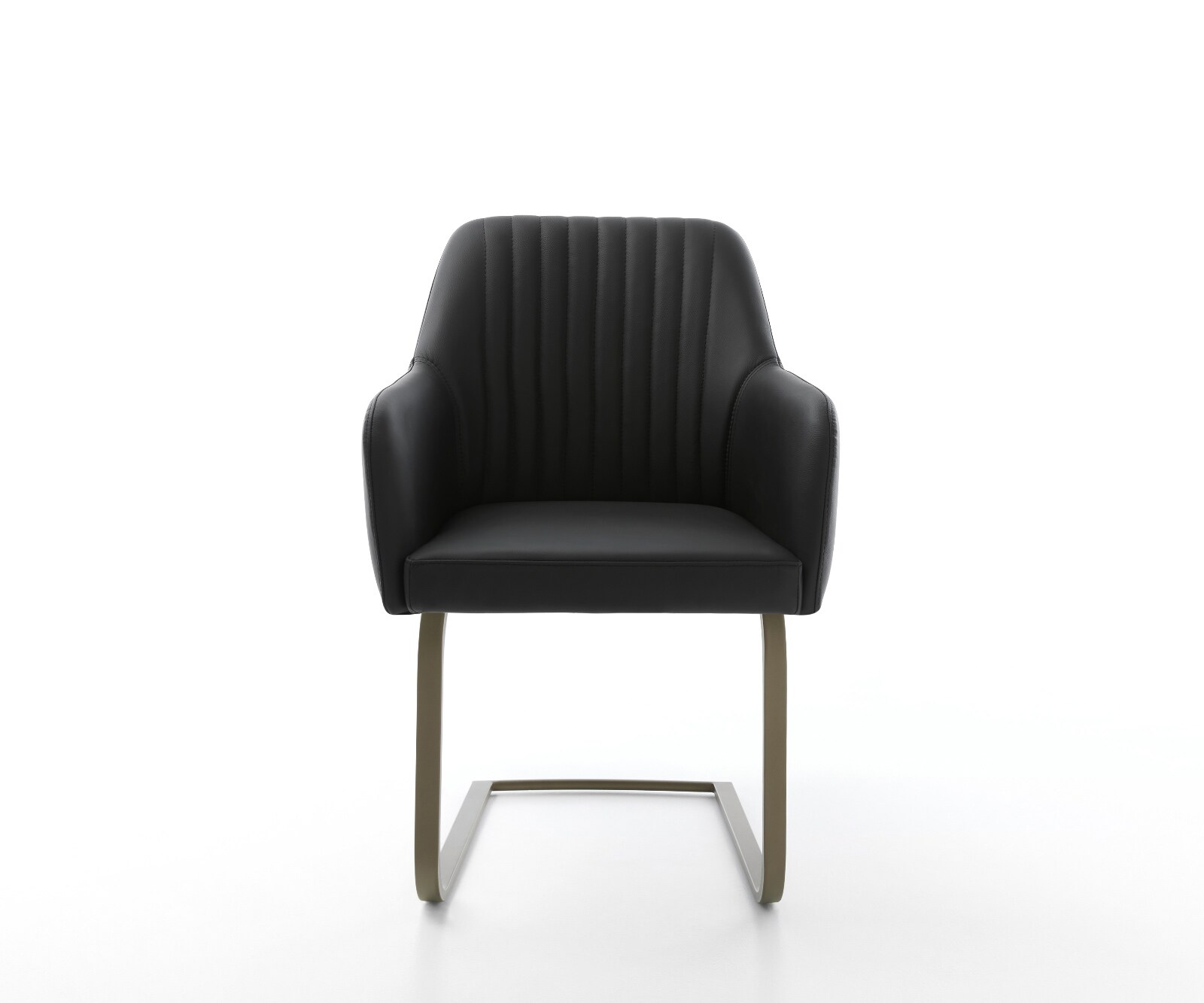 Cantilever Greg-Flex cuir de vache noir pied cantilever plat aspect titane ressorts ensachés 2