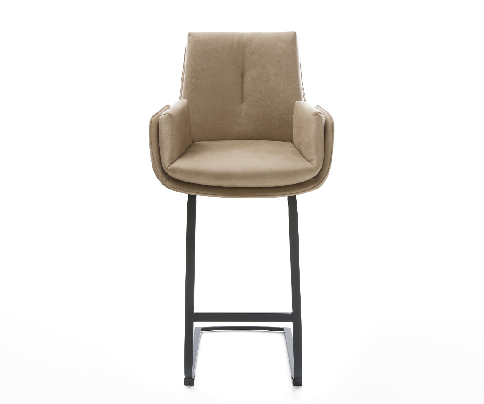 Chaise-de-bar Clea-Flex Microfibre Beige vintage Pied cantilever plat noir Noir 2