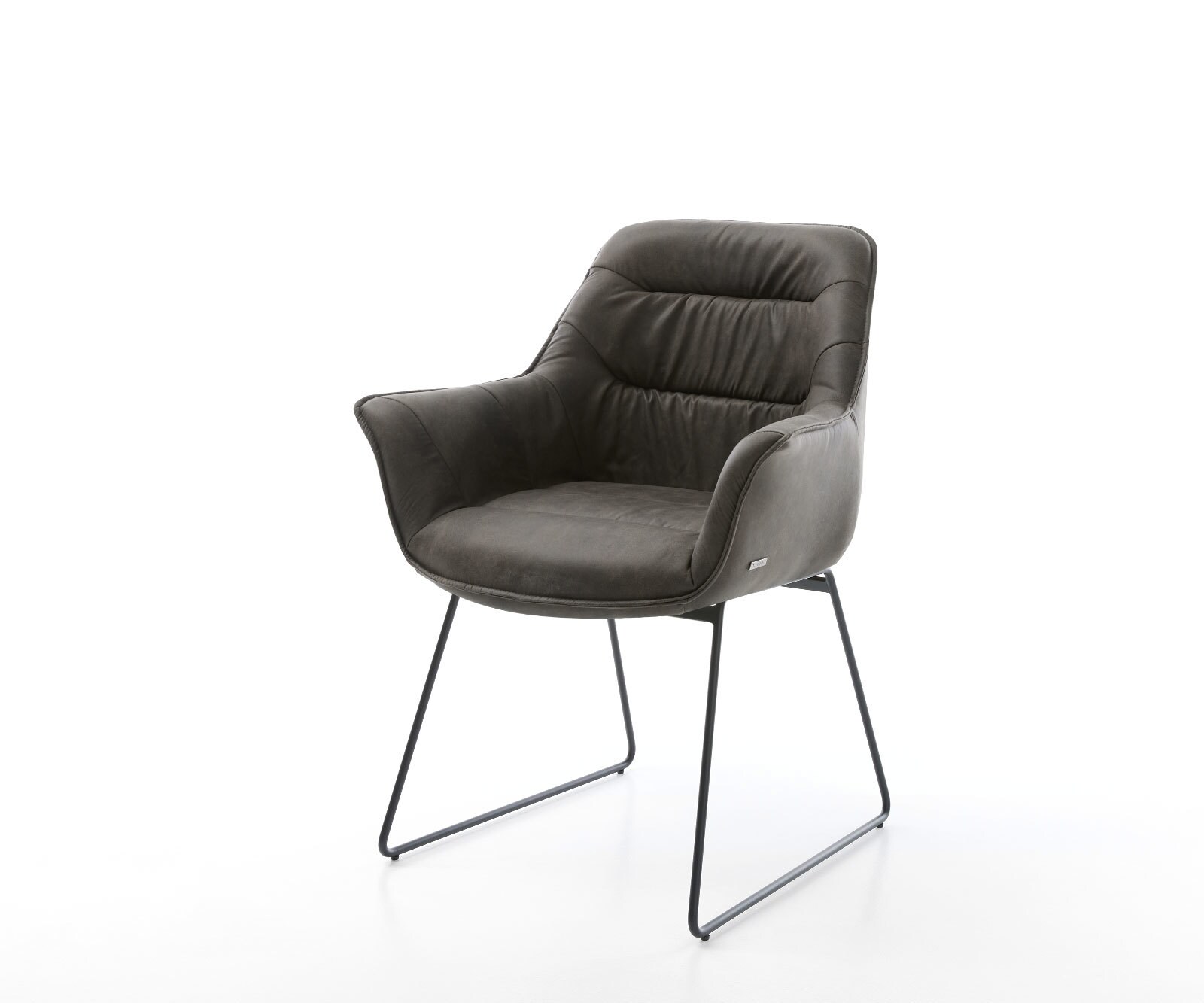 Chaise-de-salle-à-manger Kaira-Flex microvelours anthracite vintage pied trapèze noir