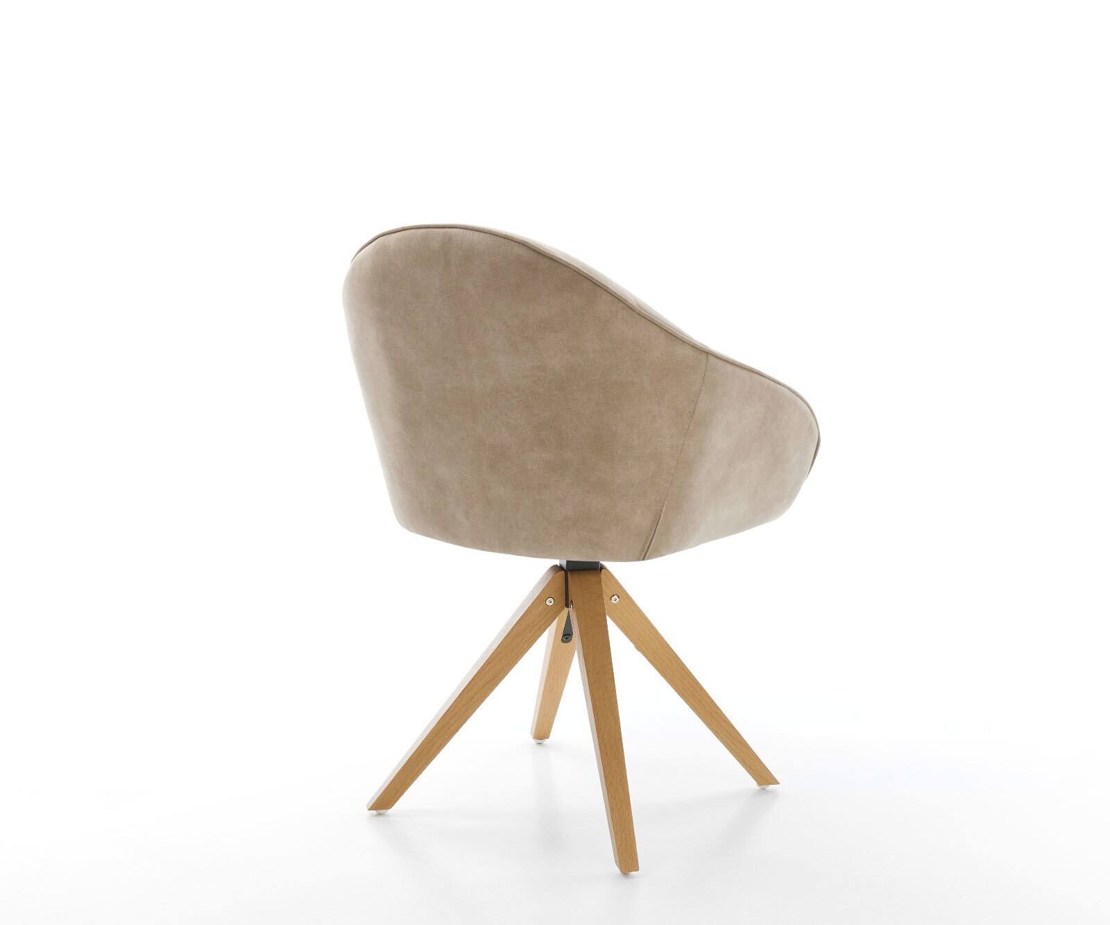 Chaise-de-salle-à-manger Gaio-Flex microvelours beige vintage pied en bois angulaire naturel 4 Chaise-de-salle-à-manger Gaio-Flex microvelours beige vintage pied en bois angulaire naturel 4