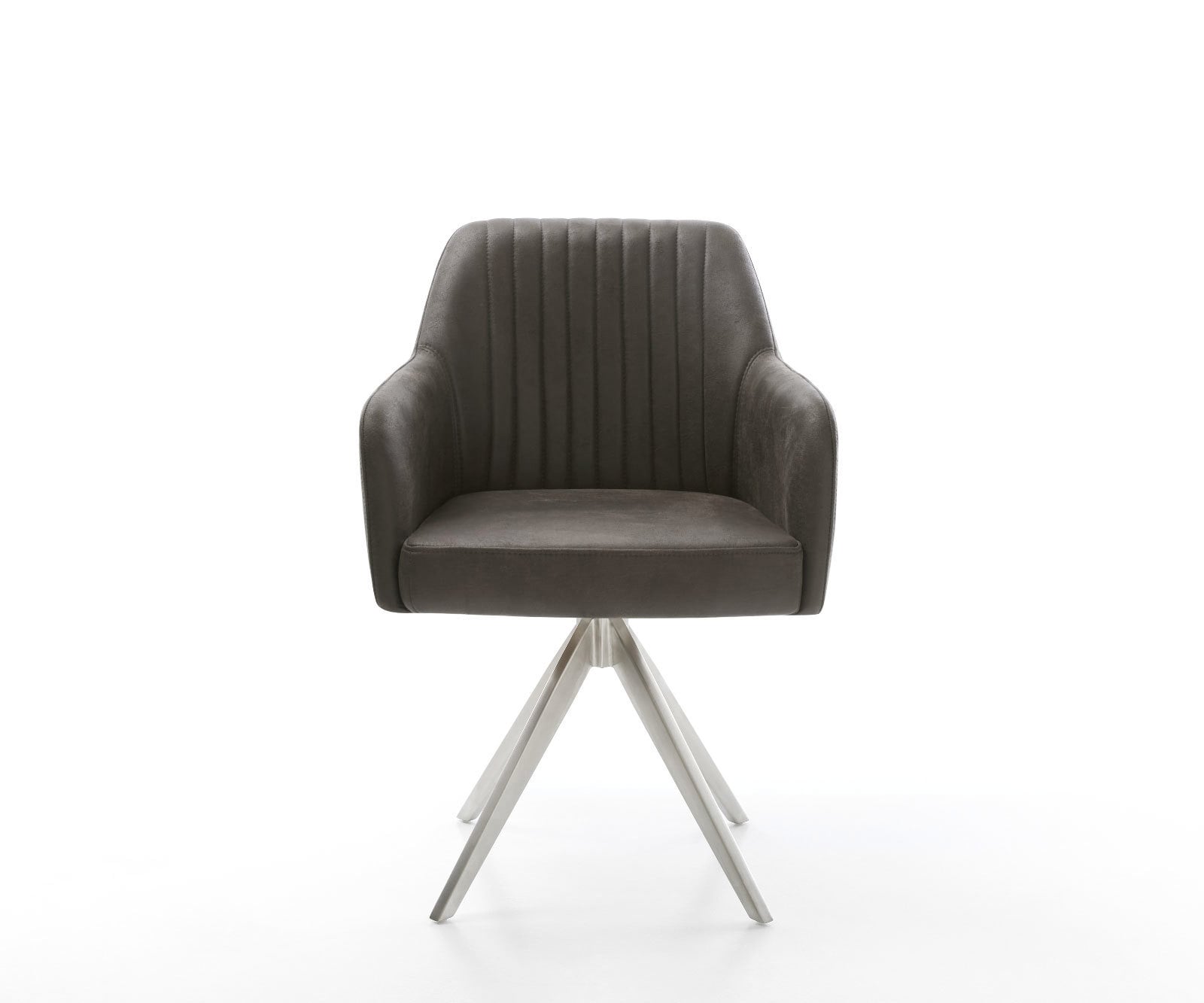 Chaise-de-salle-à-manger Greg-Flex microvelours anthracite vintage pied croisé angulaire acier inoxydable brossé ressorts ensachés 1 Chaise-de-salle-à-manger Greg-Flex microvelours anthracite vintage pied croisé angulaire acier inoxydable brossé ressorts ensachés 1