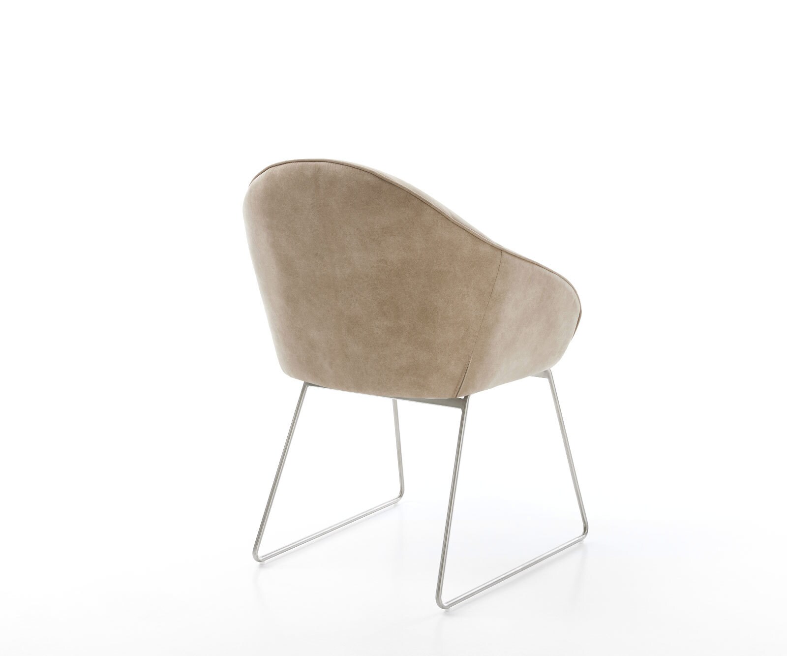 Chaise-de-salle-à-manger Gaio-Flex microvelours beige vintage pied trapèze acier inoxydable brossé 4 Chaise-de-salle-à-manger Gaio-Flex microvelours beige vintage pied trapèze acier inoxydable brossé 4