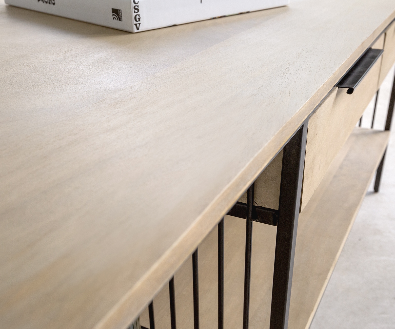 Table-basse Libina 120x60 cm Manguier White Wash Métal noir 2 tiroirs 3 Table-basse Libina 120x60 cm Manguier White Wash Métal noir 2 tiroirs 3