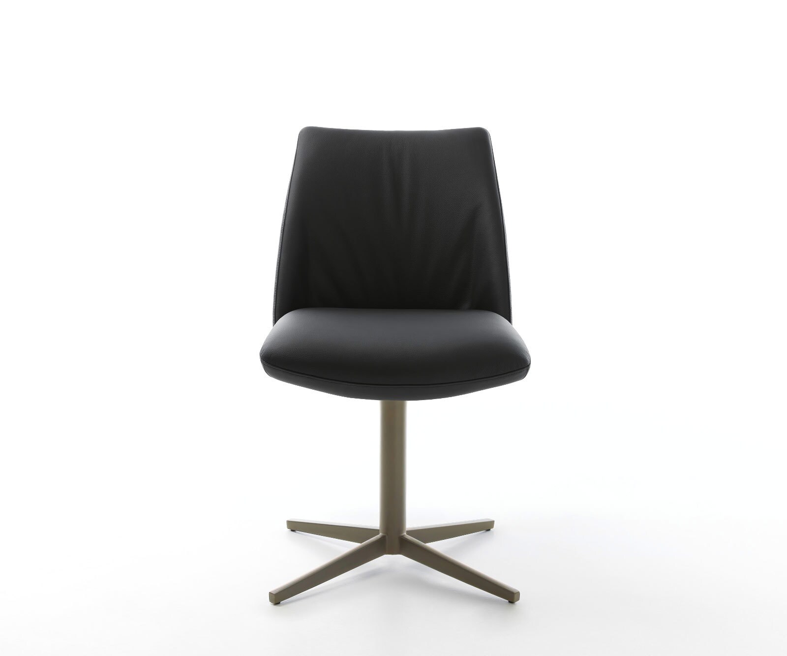 Chaise-pivotante Elso-Flex cuir de vache noir pied de chaise 4 branches aspect titane pivotement sur 360° ressorts ensachés 1