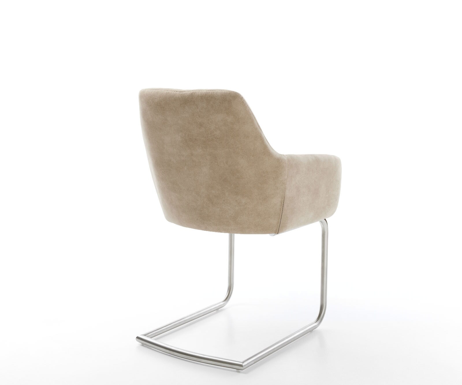 Cantilever Pejo-Flex microvelours beige vintage pied cantilever rond acier inoxydable brossé ressorts ensachés 5