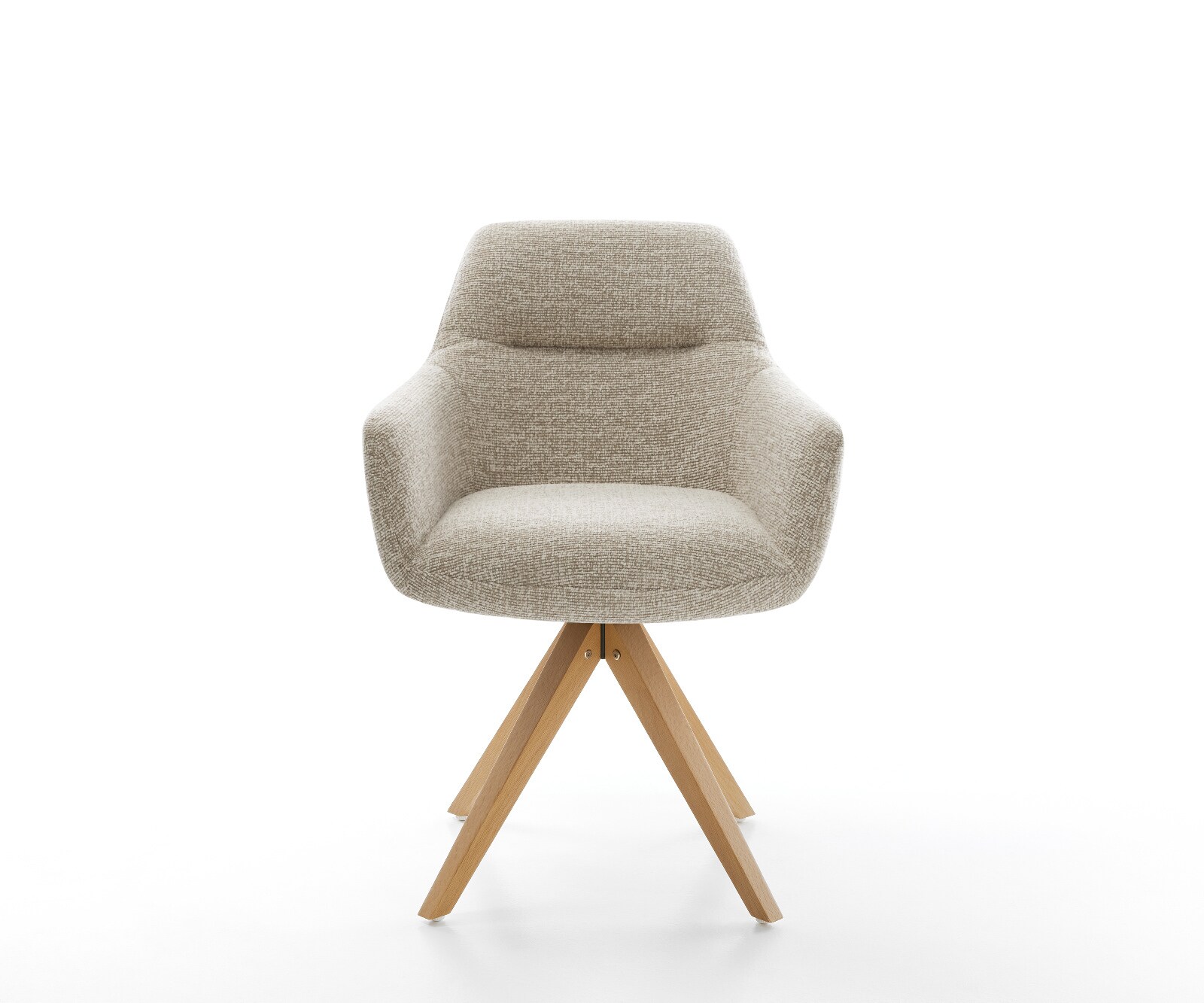 Chaise-pivotante Pejo-Flex tissu tissé doux beige pied en bois angulaire naturel pivotement sur 180° resorts ensachés 2