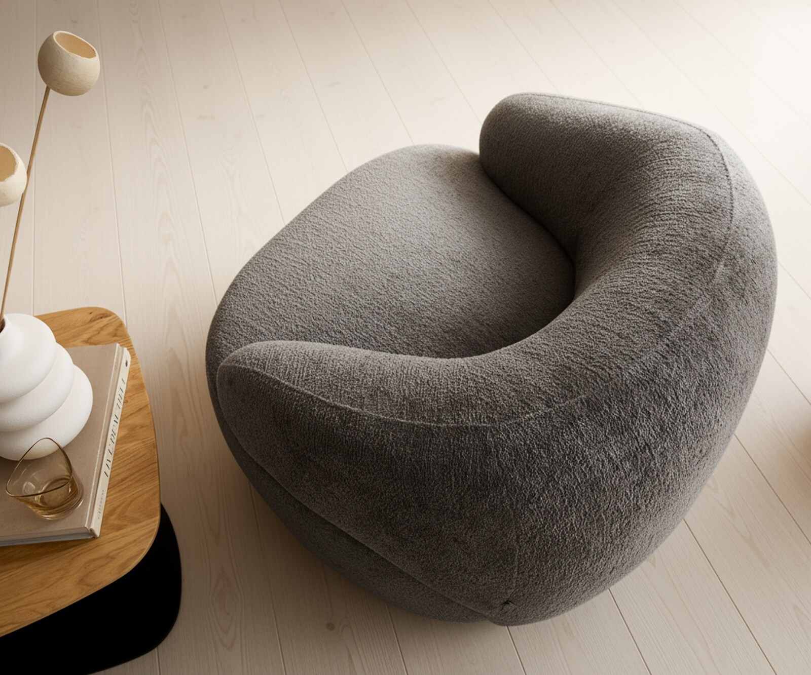 Fauteuil-lounge Nova 88 x 88 cm Bouclé Soft boue  4