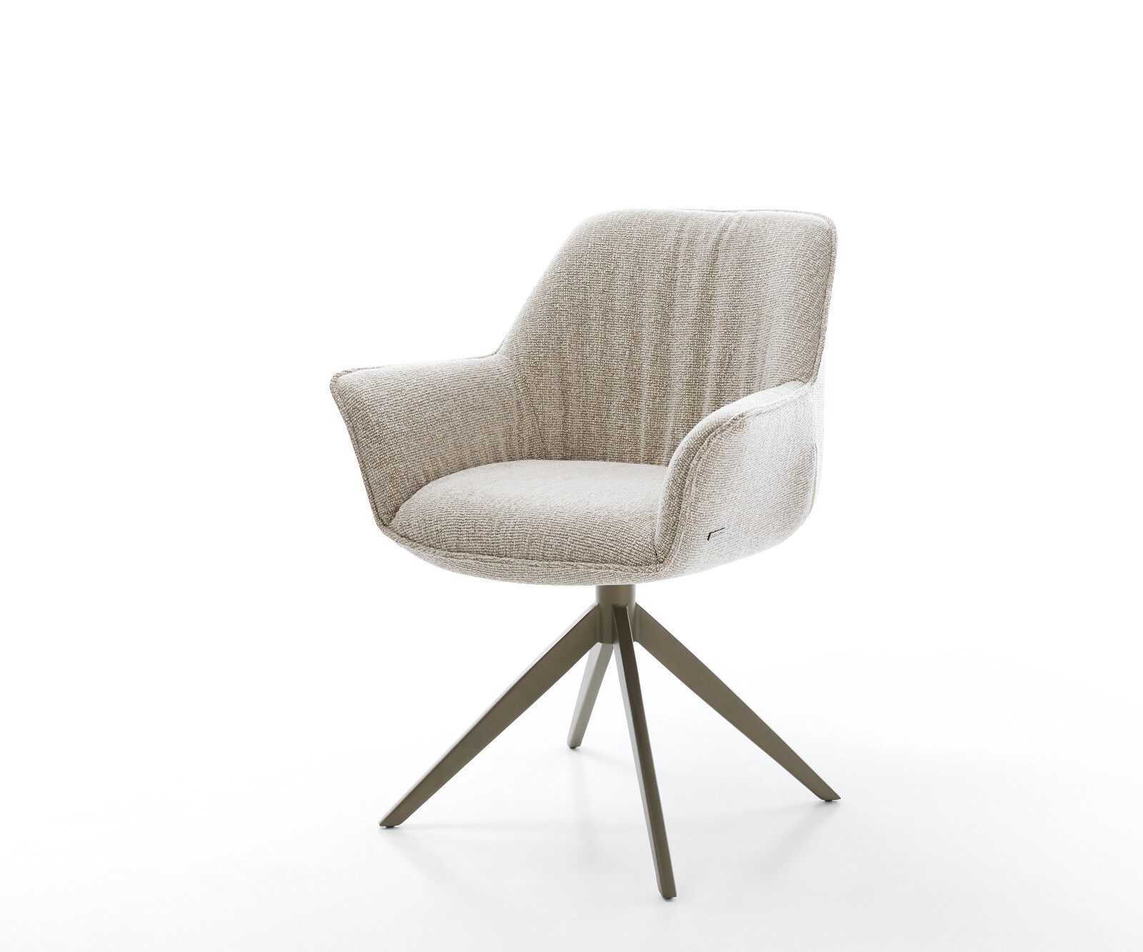Chaise-pivotante Keila-Flex avec accoudoirs tissu tissé doux beige pied croisé large aspect titane pivotement sur 360° fonction bascule 1
