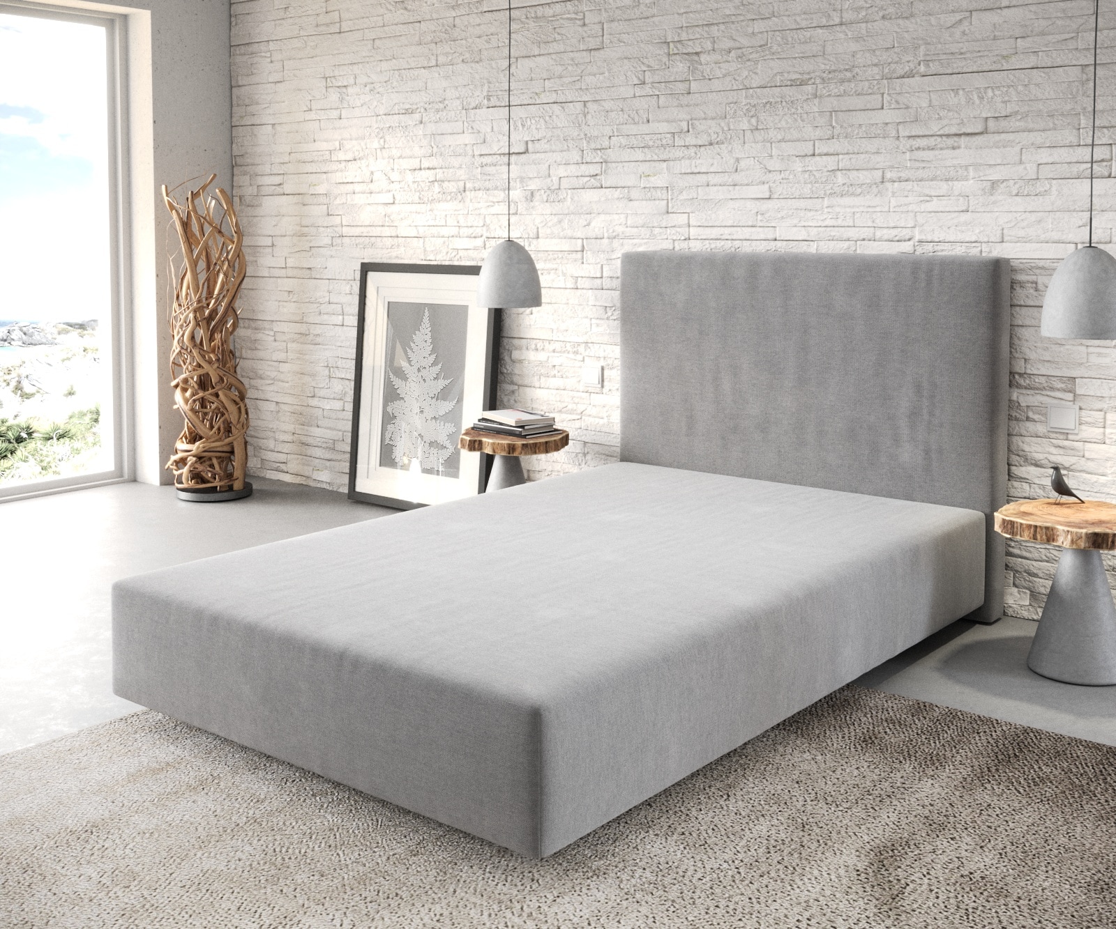 Sommier-tapissier Dream-Well 120x200 microfibre gris Sommier-tapissier Dream-Well 120x200 microfibre gris