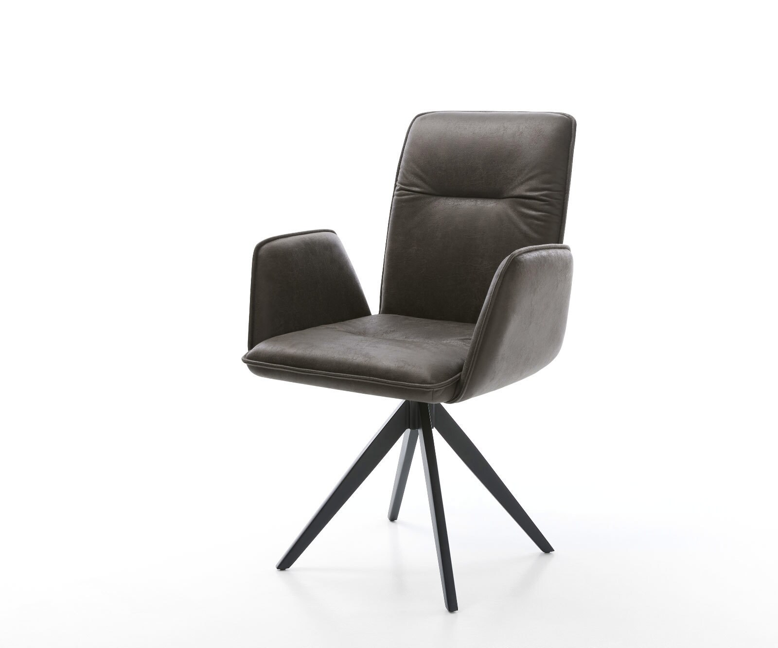 Chaise-de-salle-à-manger Vinja-Flex microvelours anthracite vintage pied croisé angulaire noir