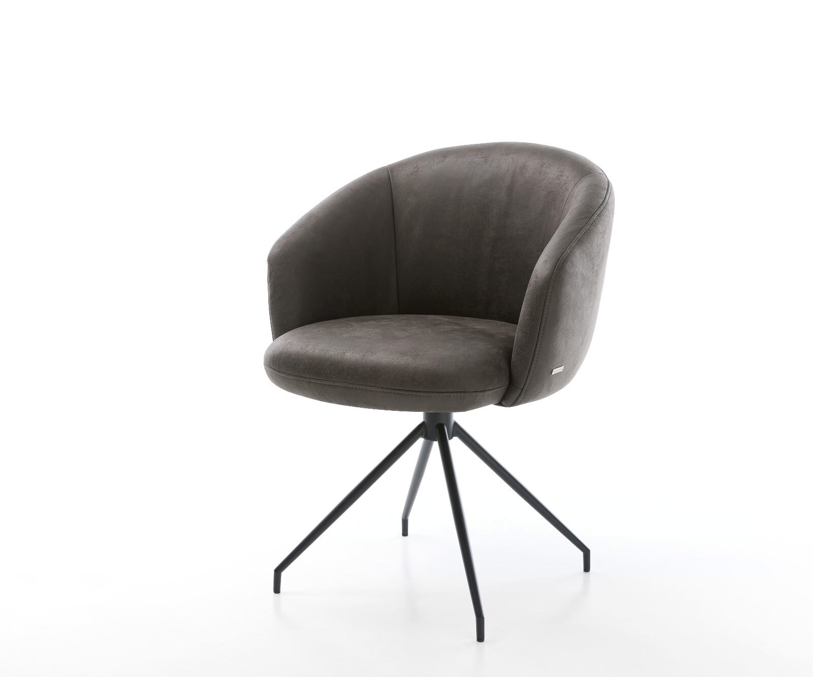 Chaise-pivotante Caja-Flex avec accoudoirs microvelours anthracite vintage pied croisé conique noir pivotement sur 180° ressorts ensachés 1