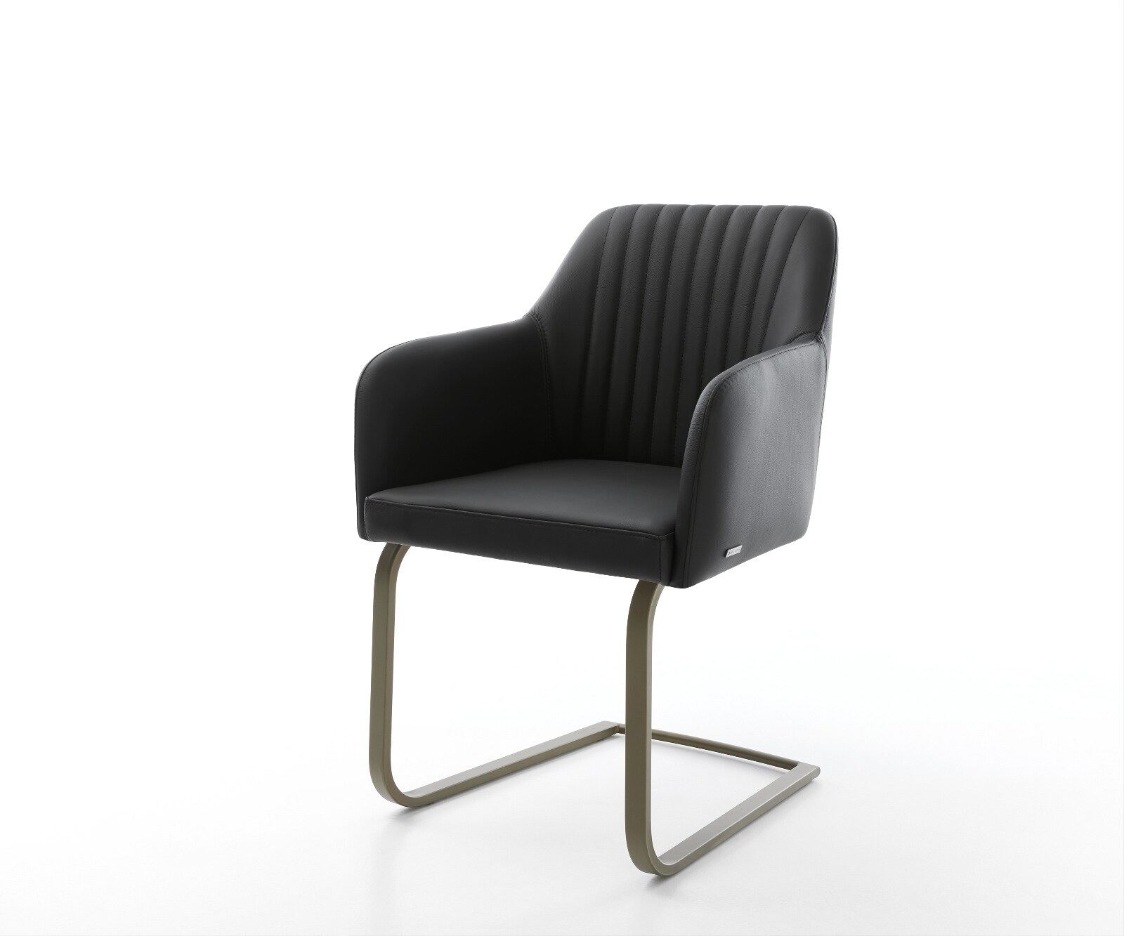 Cantilever Greg-Flex cuir de vache noir pied cantilever plat aspect titane ressorts ensachés 1