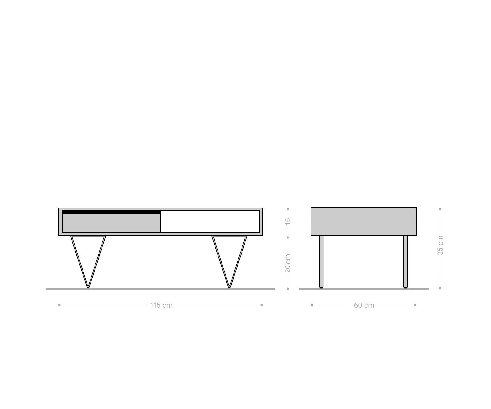 Table-basse Stonegrace 115x60x35 cm acacia naturel ardoise 2 tiroirs 1 compartiment 6