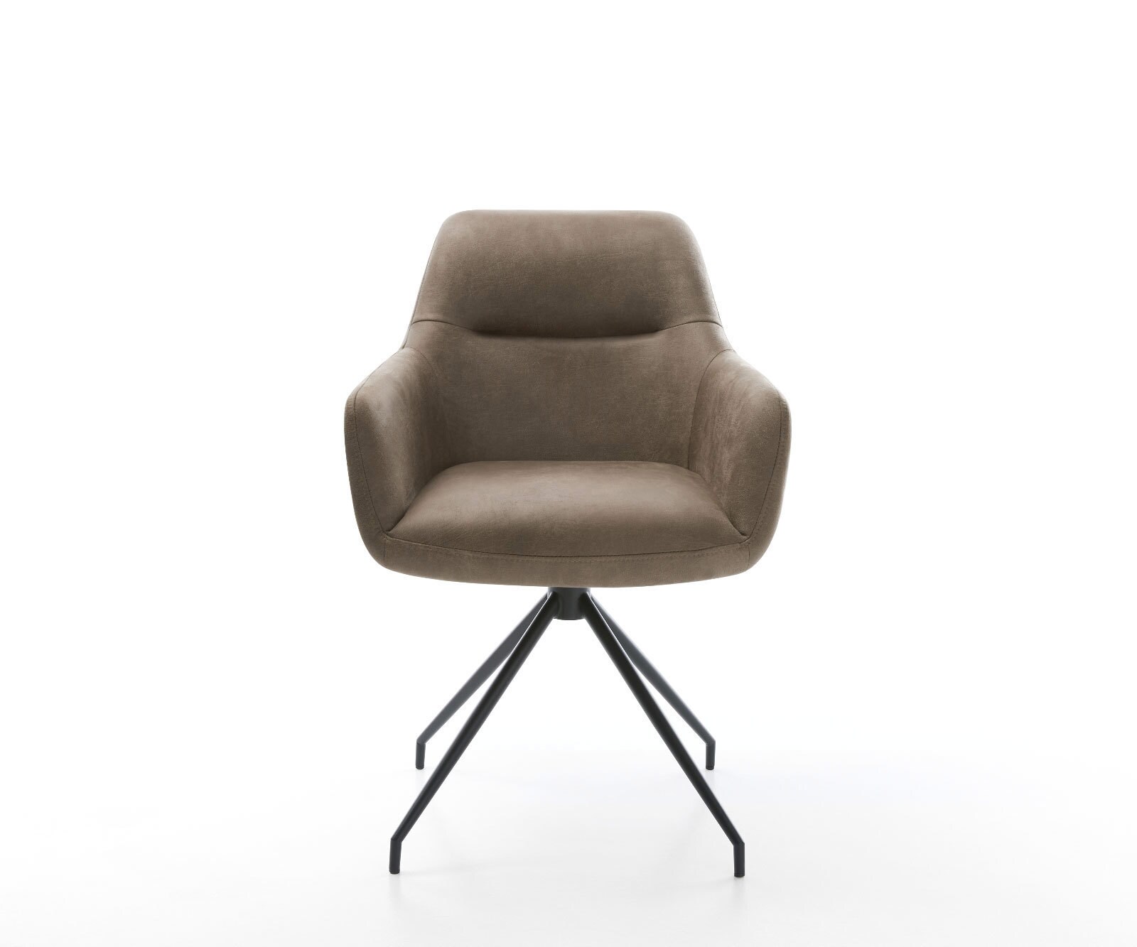 Chaise-de-salle-à-manger Pejo-Flex microvelours taupe vintage pied croisé conique noir ressorts ensachés 1