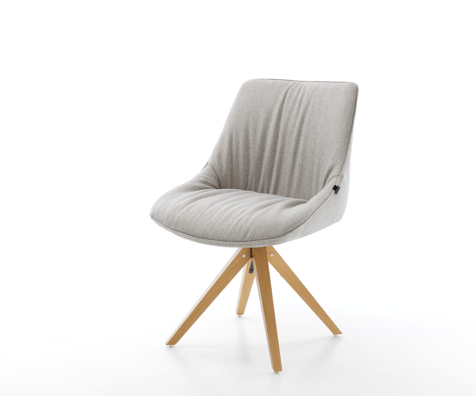 Chaise-pivotante Elda-Flex rayures gris clair pied en bois angulaire naturel pivotement sur 180°
