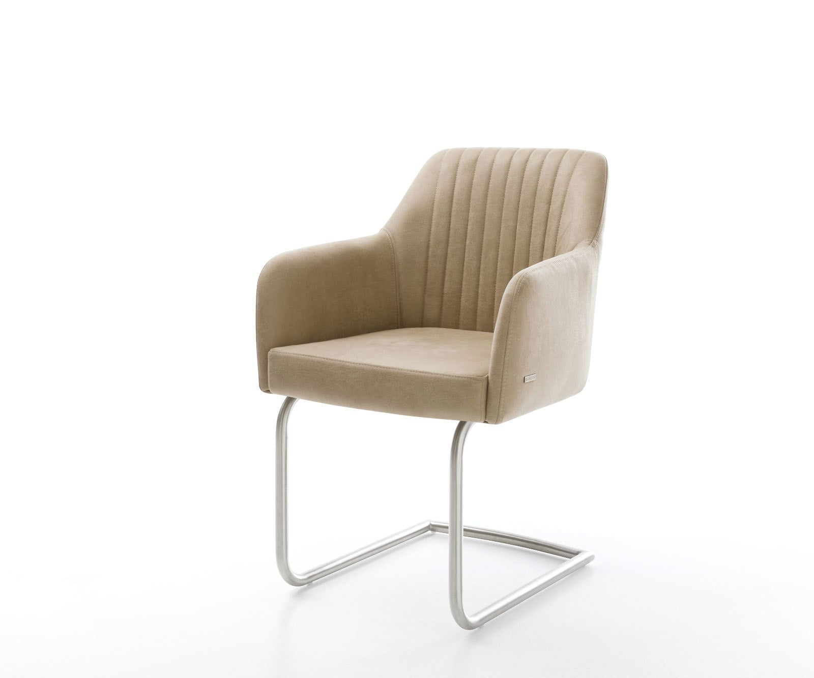 Cantilever Greg-Flex microvelours beige vintage pied cantilever rond acier inoxydable brossé ressorts ensachés Cantilever Greg-Flex microvelours beige vintage pied cantilever rond acier inoxydable brossé ressorts ensachés