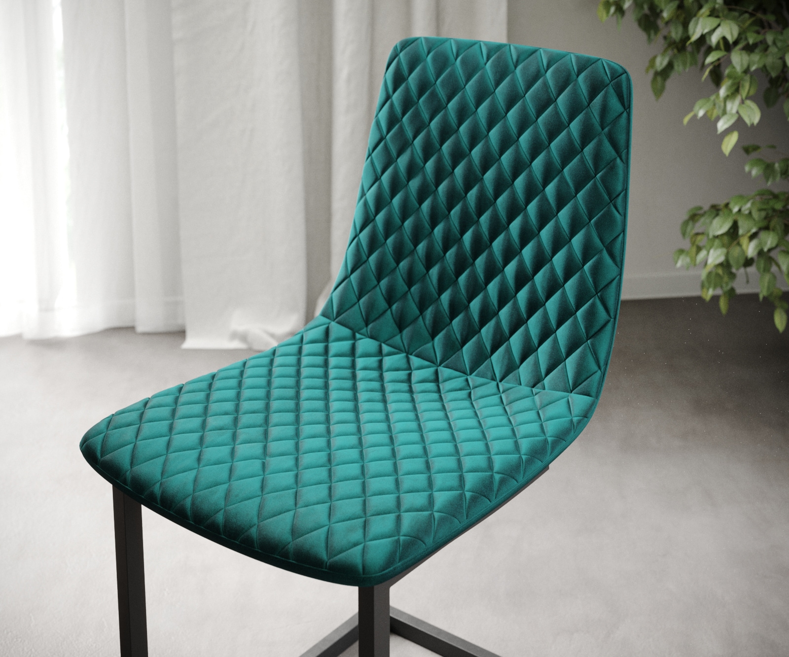 L'ensemble-de-4-chaises Novi-Adesso pétrole velours cantilever 3 L'ensemble-de-4-chaises Novi-Adesso pétrole velours cantilever 3